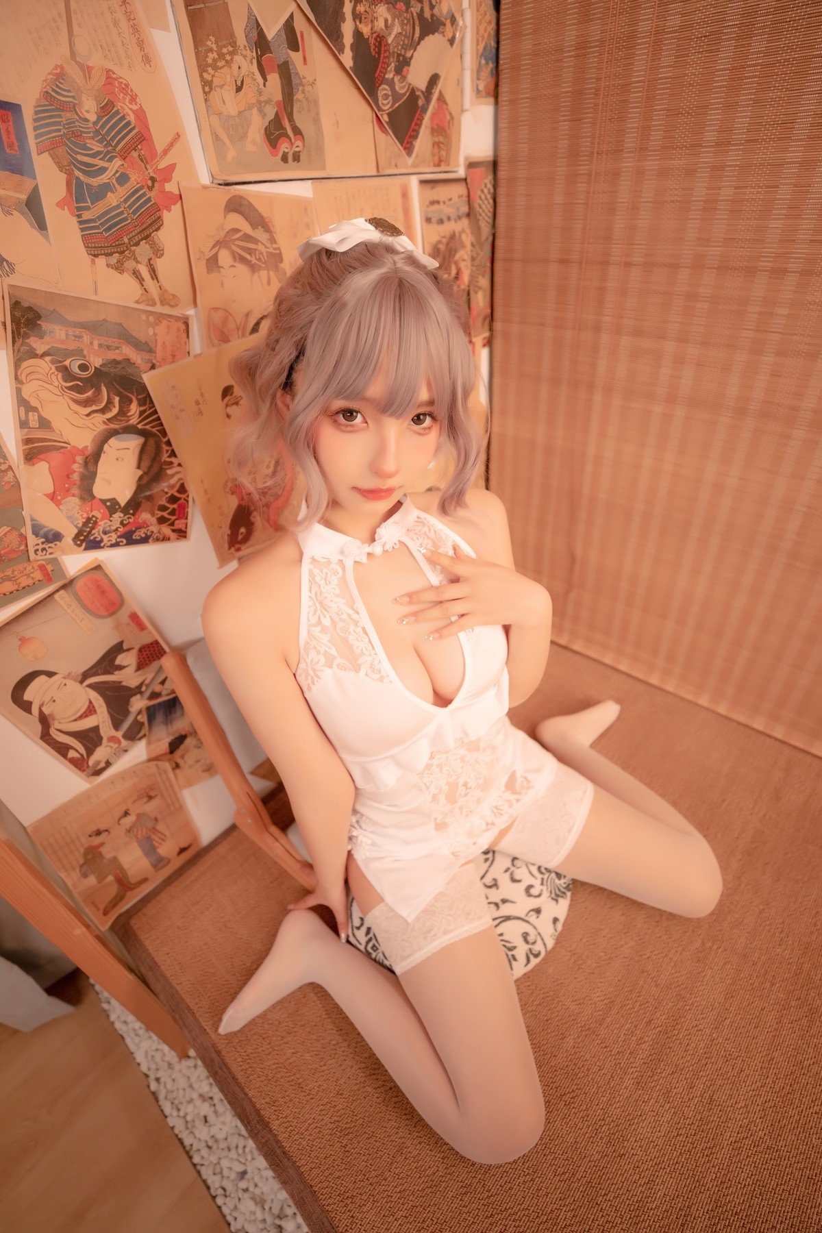 Cosplay 神楽板真冬 白旗袍(3)