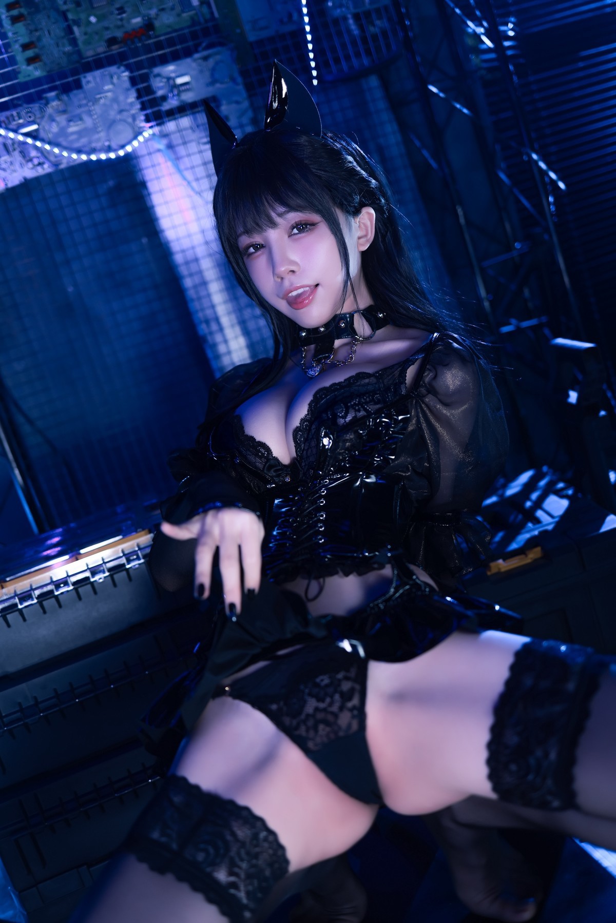水淼aqua Cosplay 猫咪女郎 黑色猫猫(16)