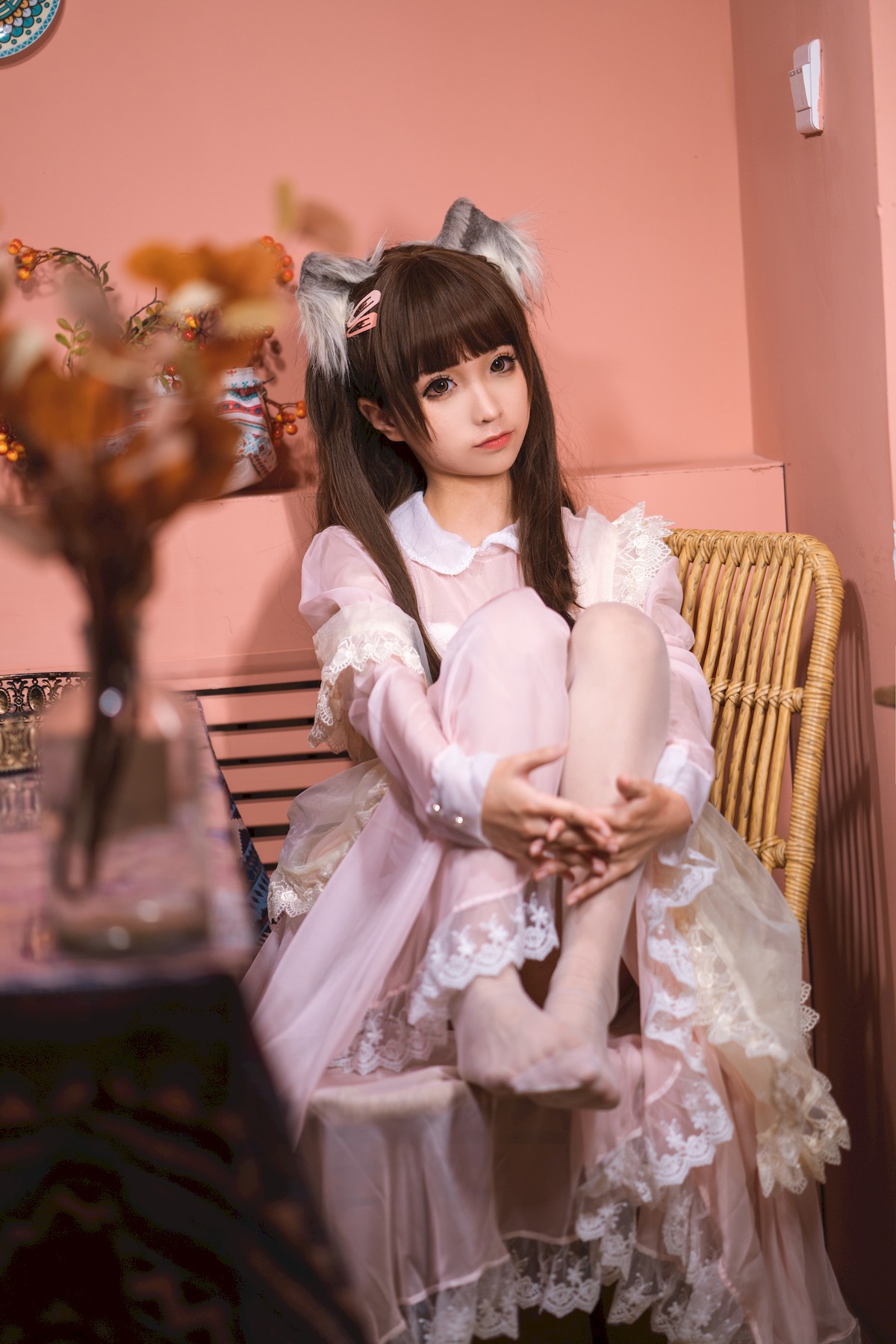 Cosplay 蠢沫沫 Chunmomo 粉透明女仆(18)
