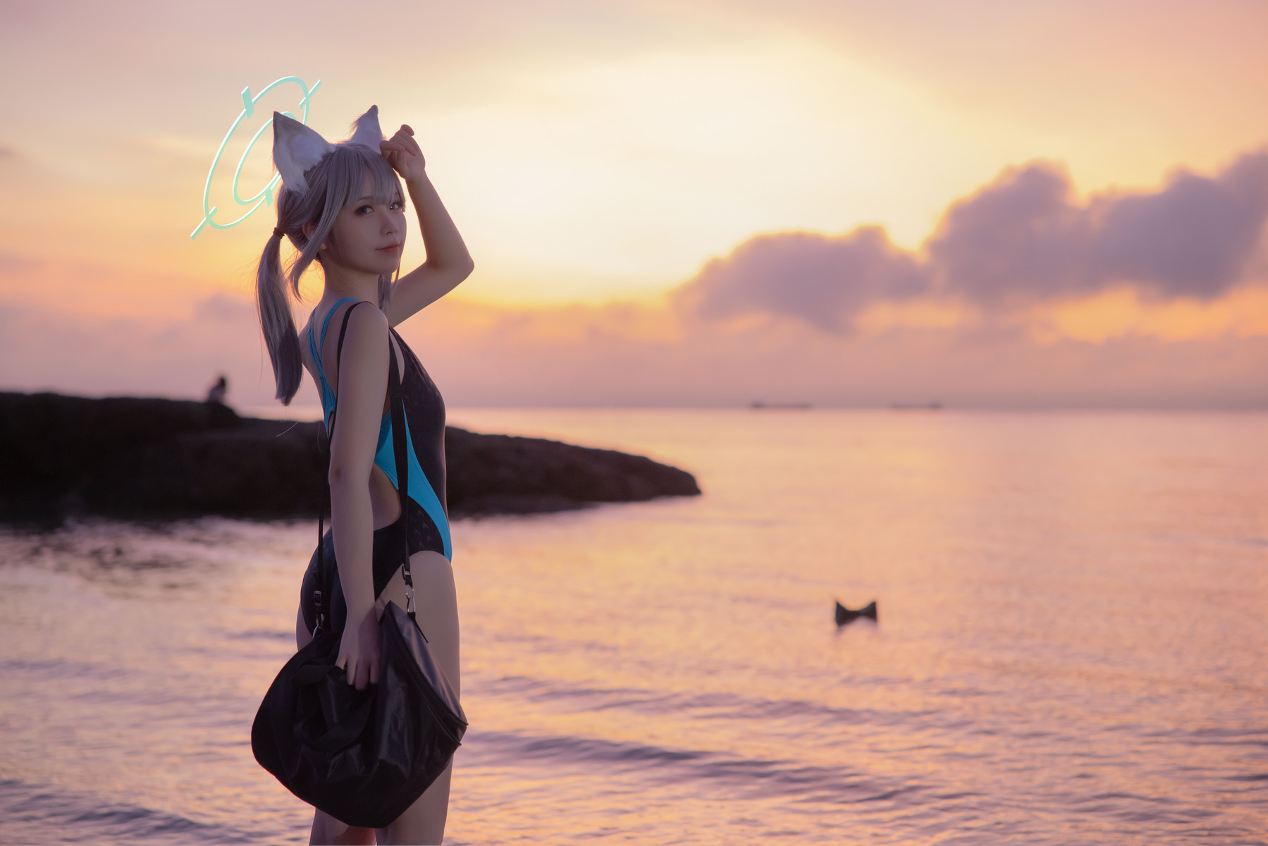 Cosplay G44不会受伤 碧蓝档案 砂狼白子泳装(8)