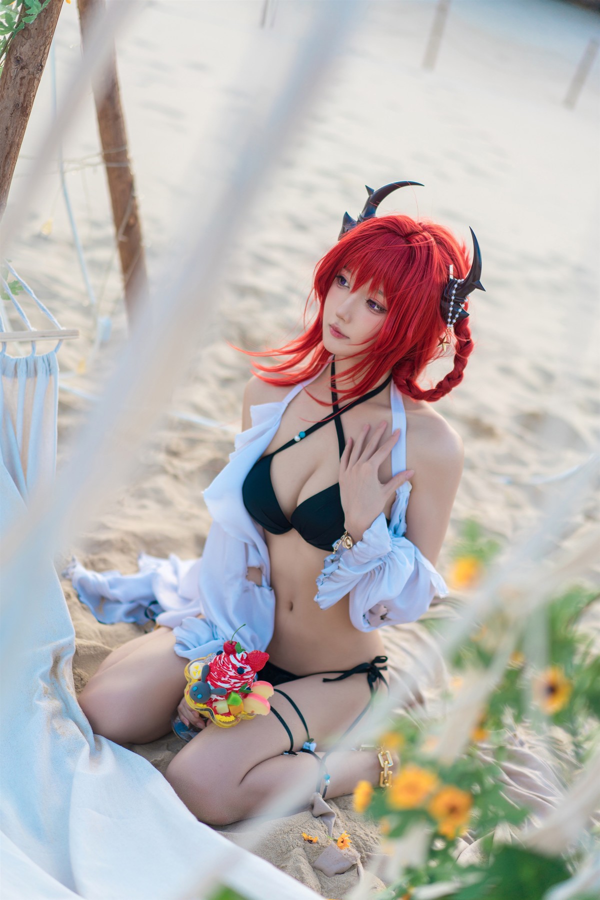 Cosplay 阿包也是兔娘 明日方舟 史尔特尔泳装(36)