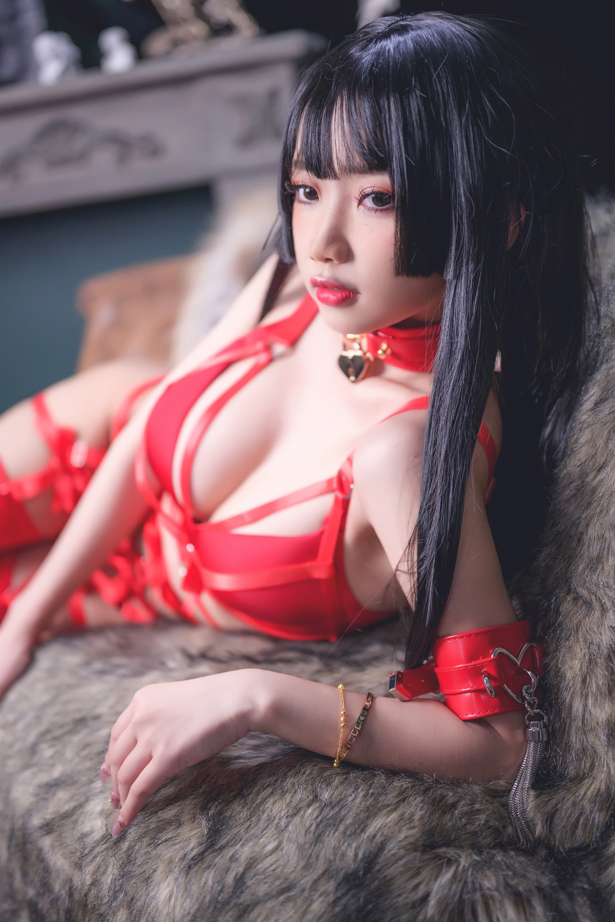 鬼畜瑶在不在 Cosplay 红色束缚(25)