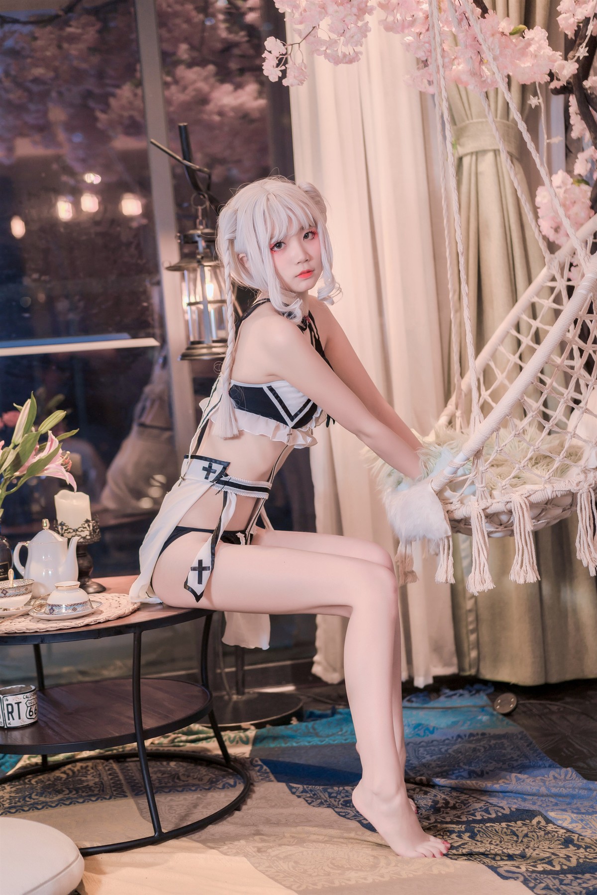 Cosplay 清纯少女五更百鬼 圣女 吊带黑丝(22)