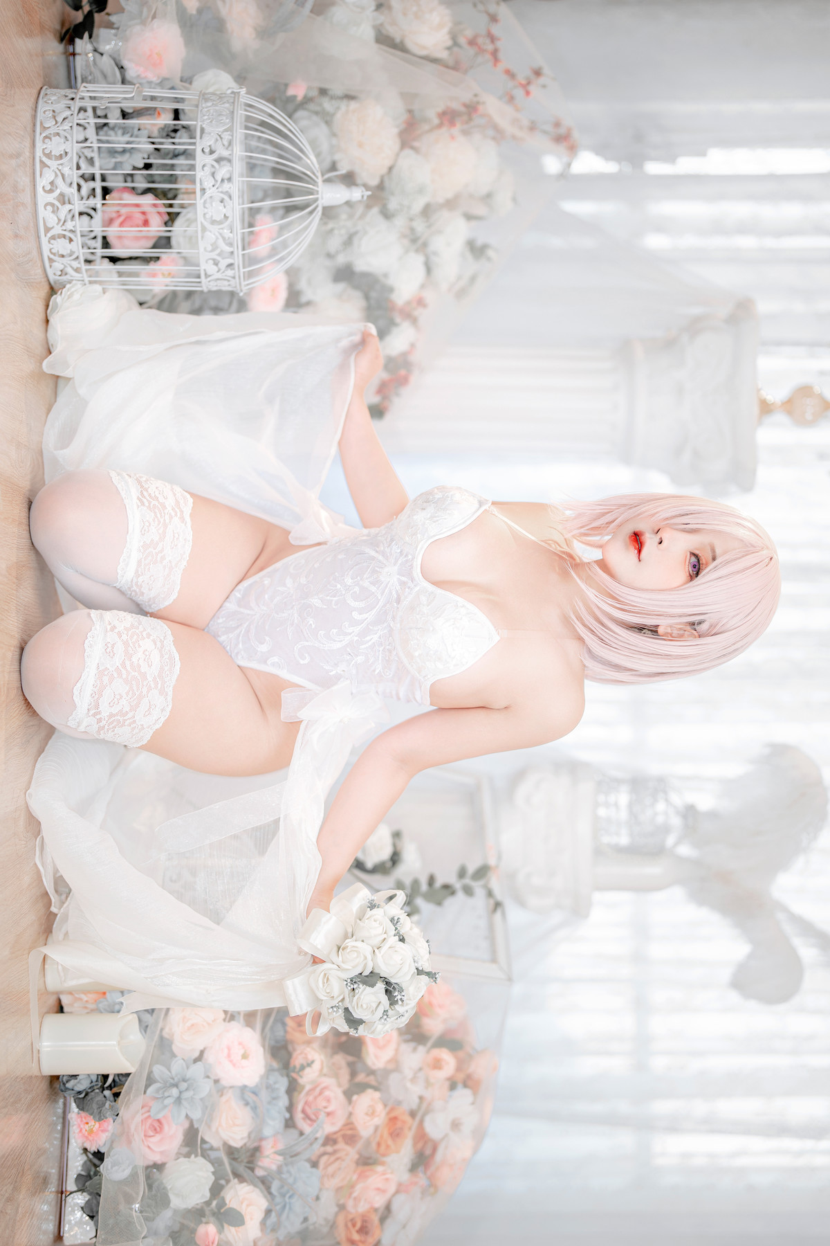 Cosplay SayoMomo小桃 Mashu White Lingerie Body Oi(6)