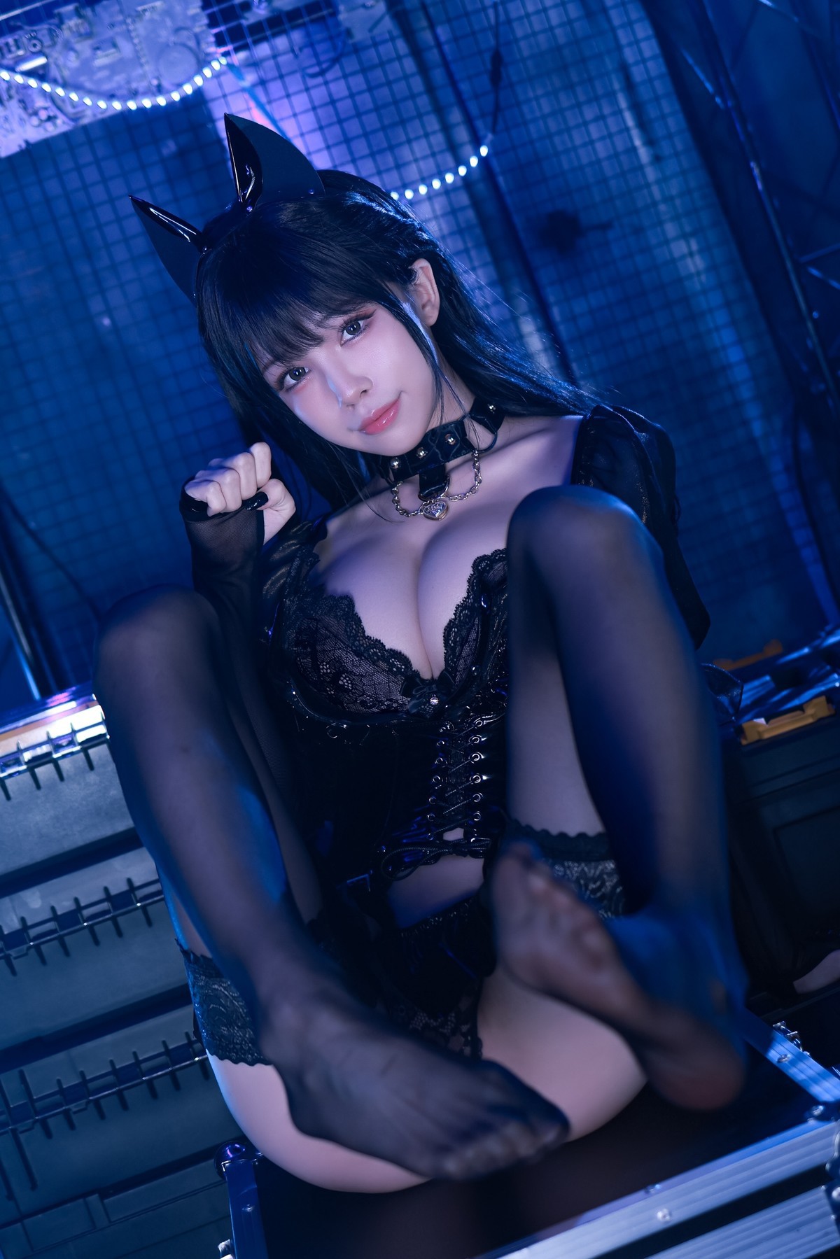 水淼aqua Cosplay 猫咪女郎 黑色猫猫(11)