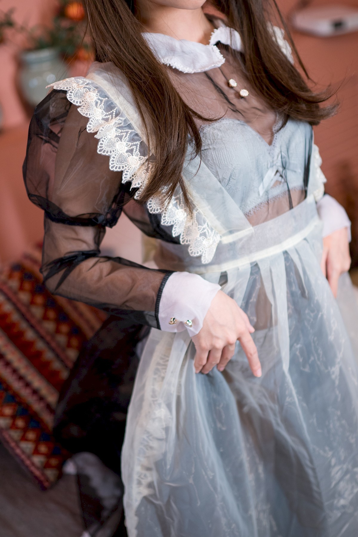 Cosplay 蠢沫沫 Chunmomo 黑透明女仆(43)