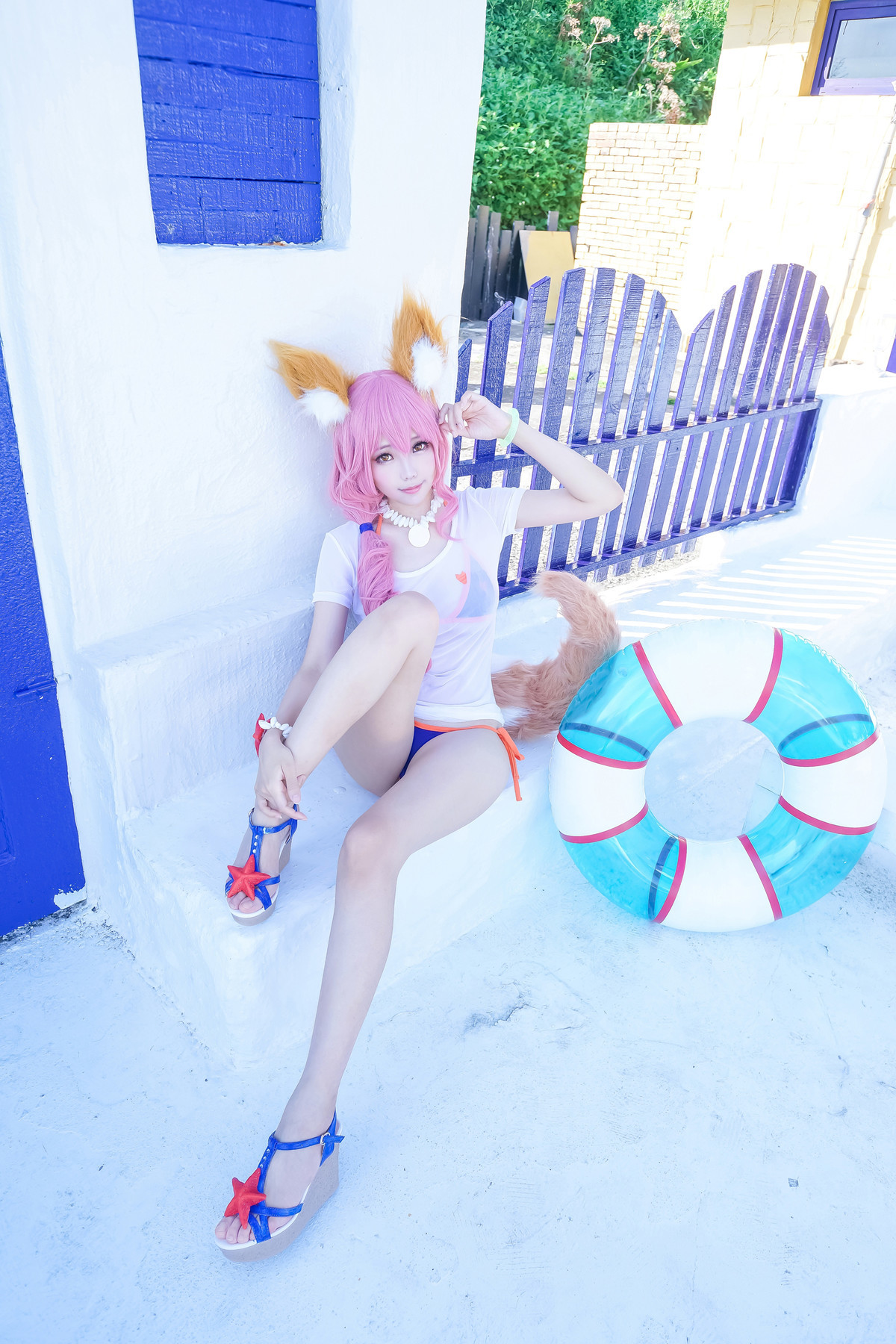 Cosplay ElyEE子 玉藻前泳装(12)
