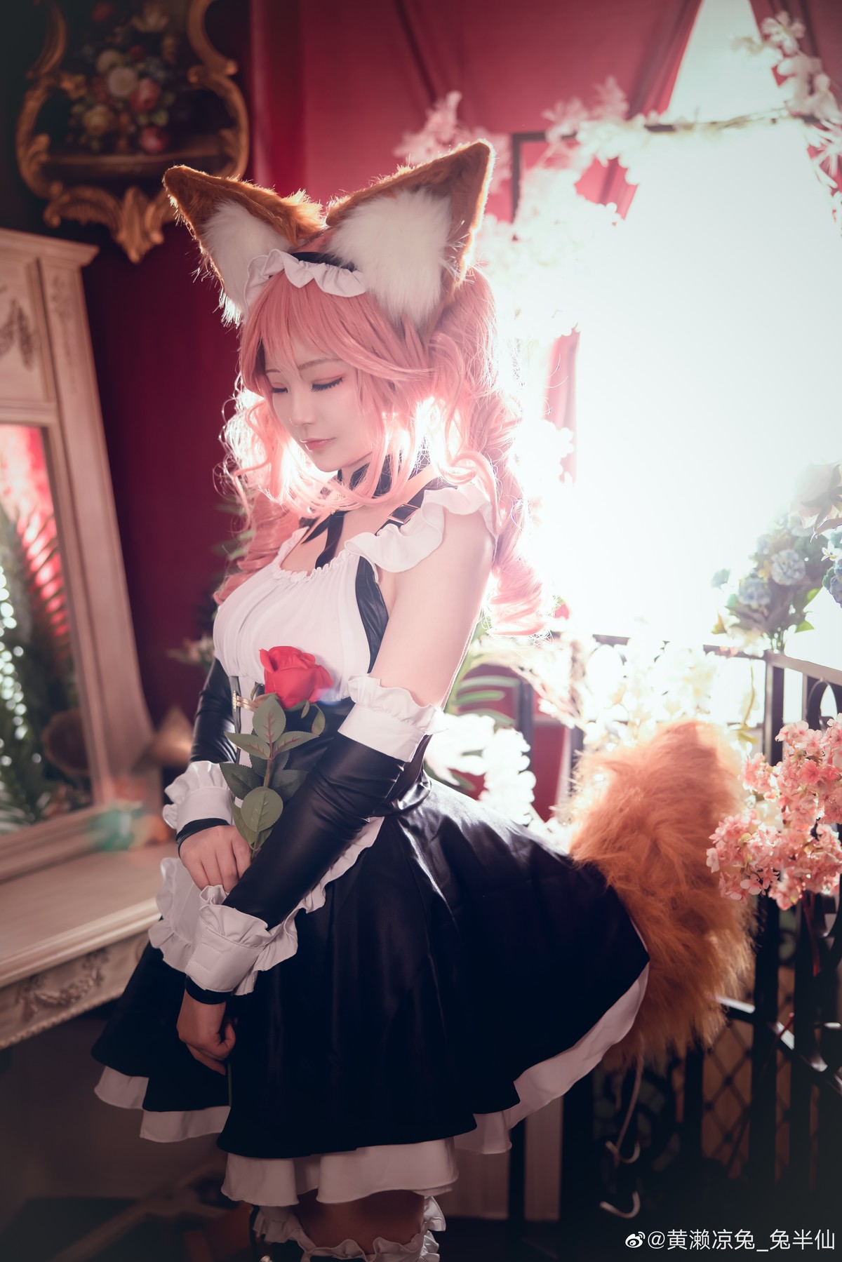 黄濑凉兔_兔半仙 Cosplay fate玉藻前女仆ver(13)
