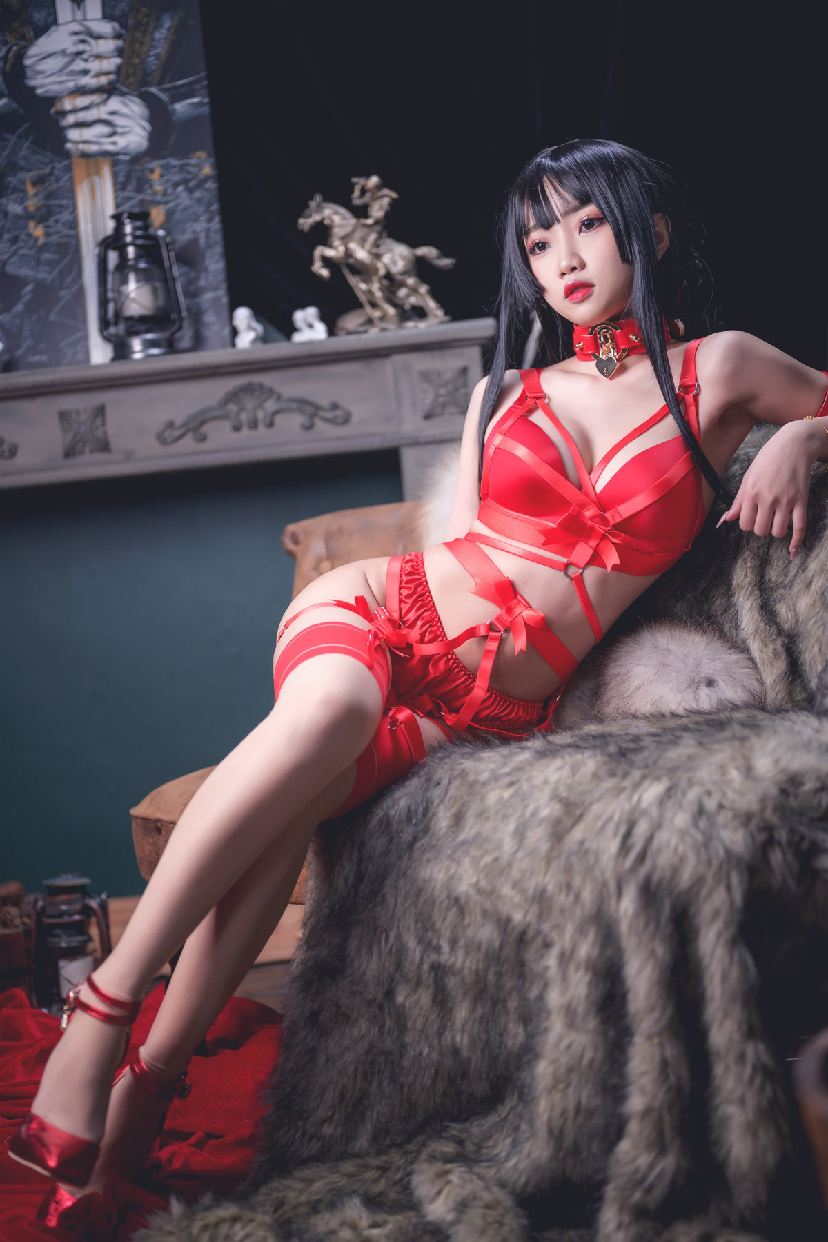 鬼畜瑶在不在 Cosplay 红色束缚(29)