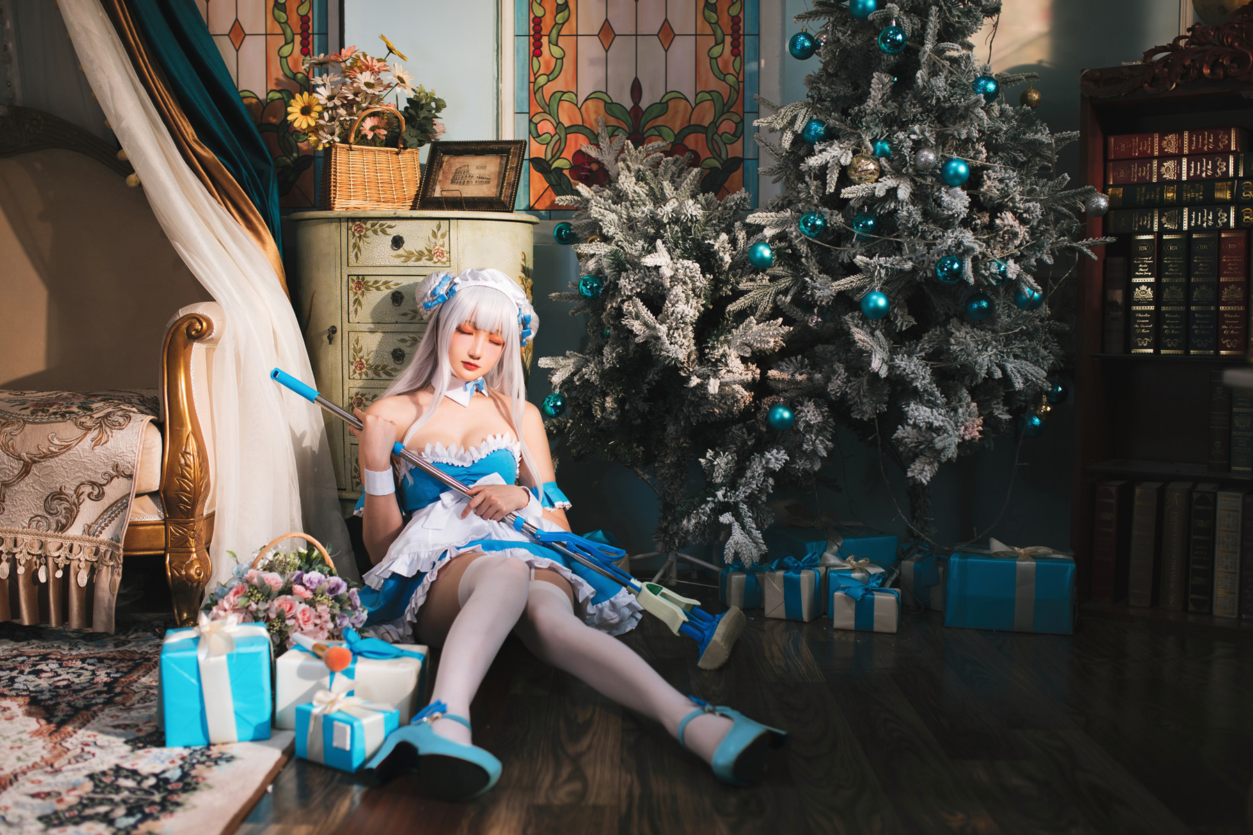 Cosplay 瓜希酱 碧蓝航线 小天鹅女仆(22)