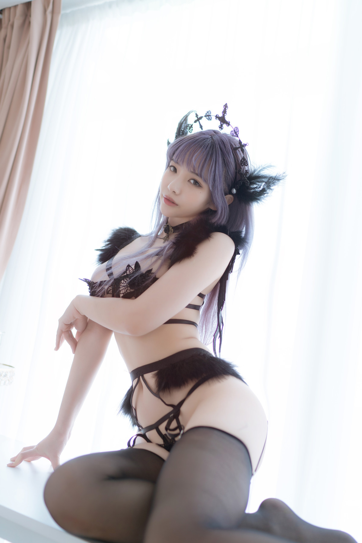 Cosplay 雯妹不讲道理 黑色天使(22)