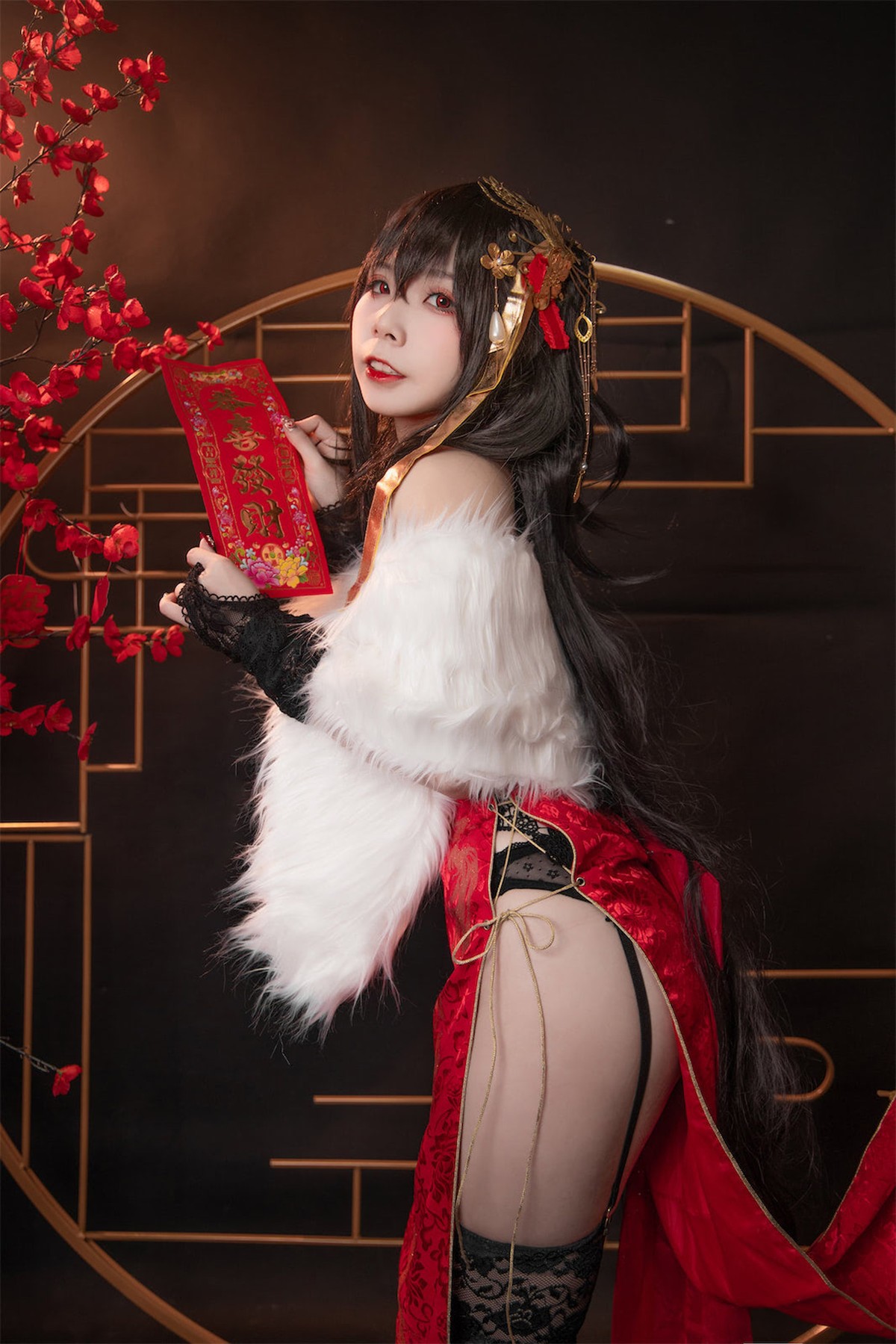 Cosplay 自闭颜球球 无颜小天使wy 碧蓝航线 大凤红旗袍(15)