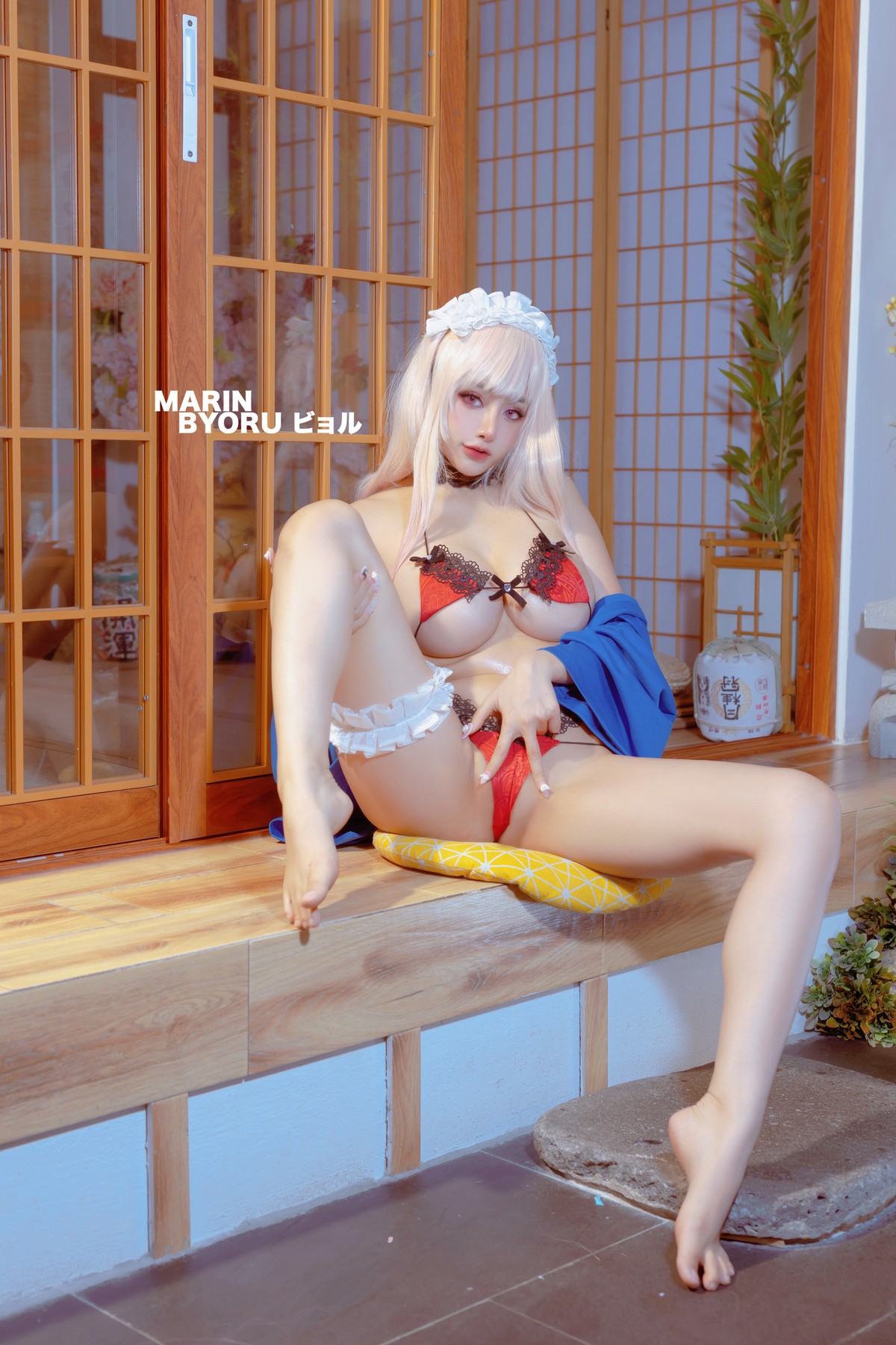 Cosplay 日本性感萝莉Byoru Marin Red Lingerie(22)