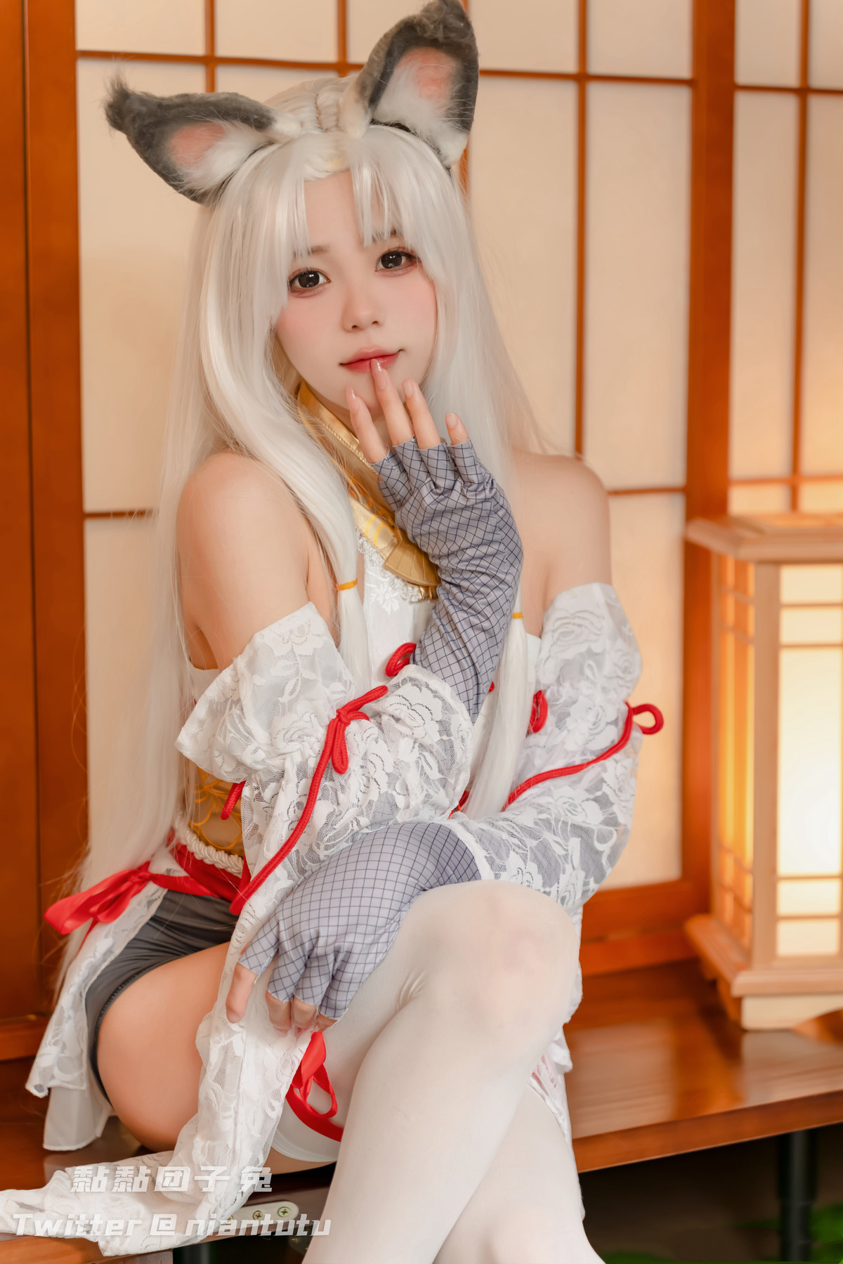 Cosplay 黏黏团子兔 白丝胡桃