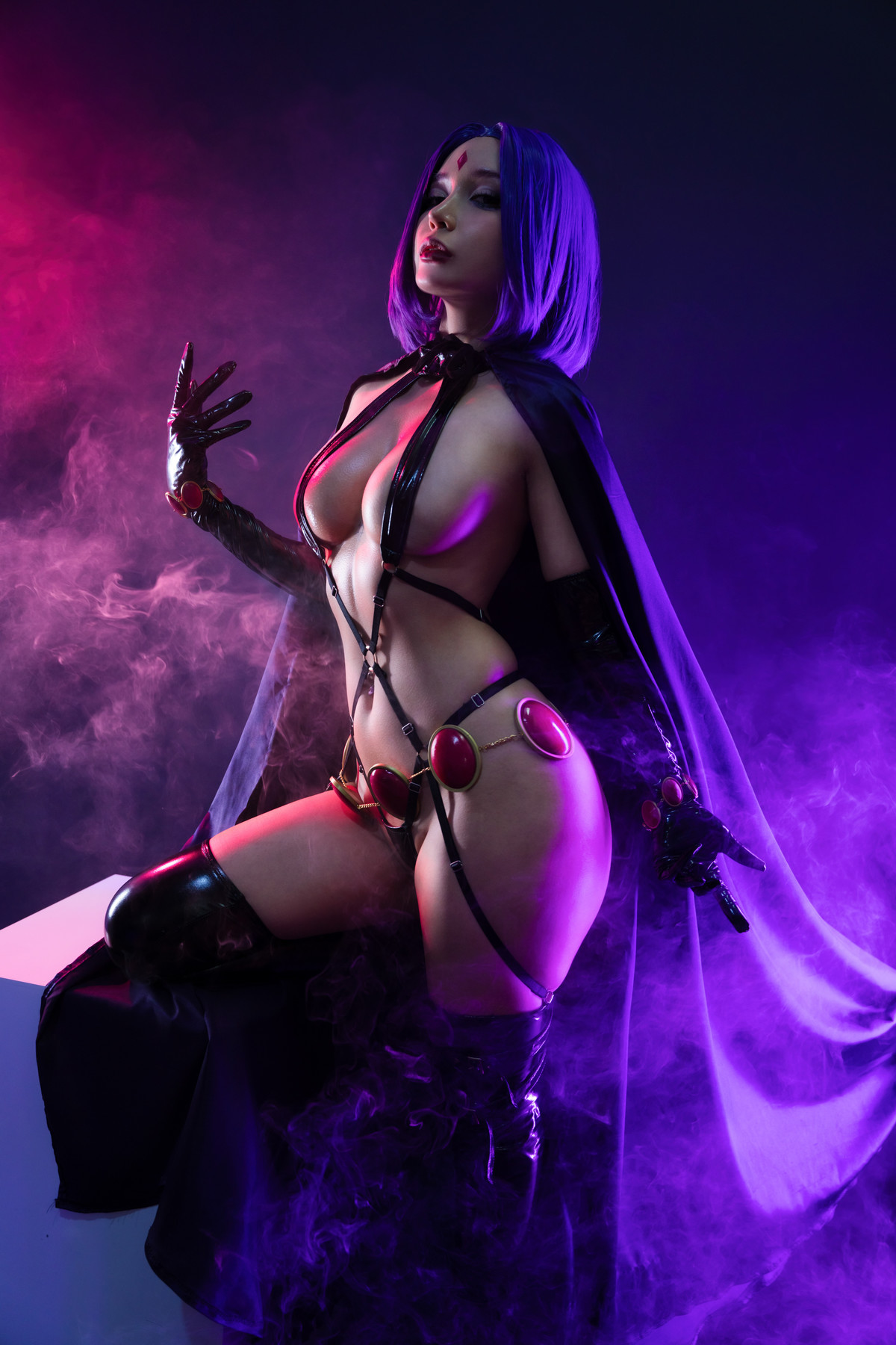 Cosplay Umeko.J Raven Latex Lingerie Set.01(23)