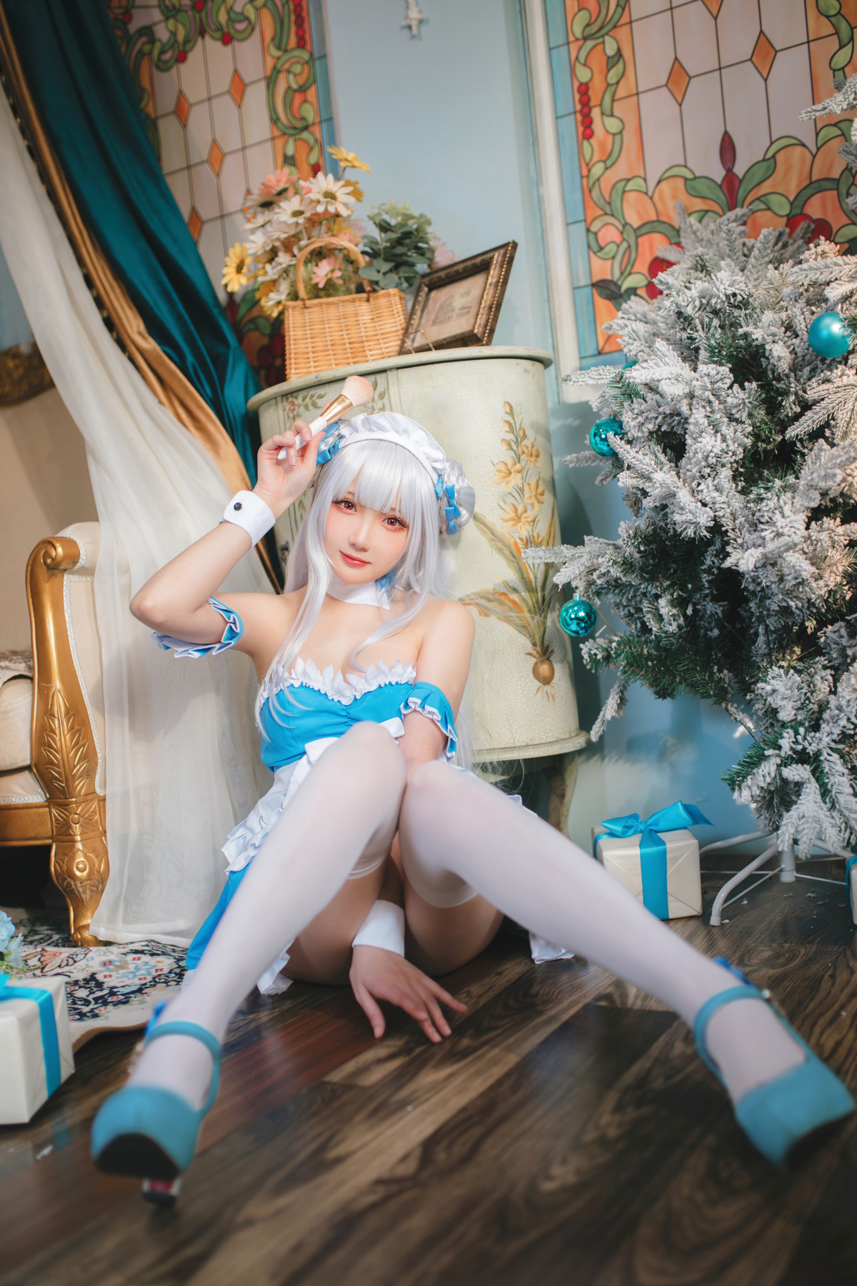 Cosplay 瓜希酱 碧蓝航线 小天鹅女仆(11)