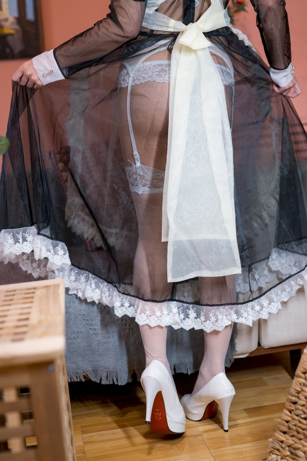 Cosplay 蠢沫沫 Chunmomo 黑透明女仆(35)