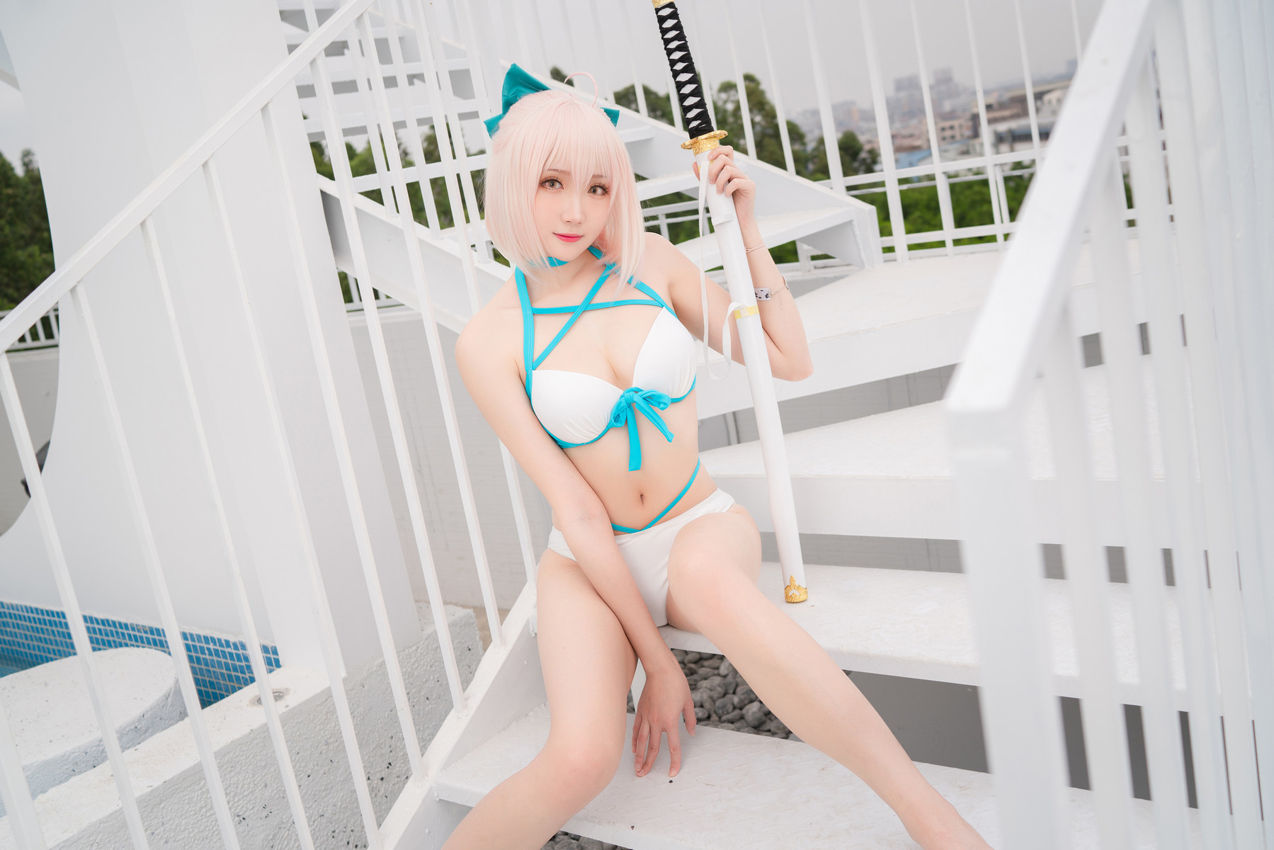 Cosplay 瓜希酱 总司水着满破(20)