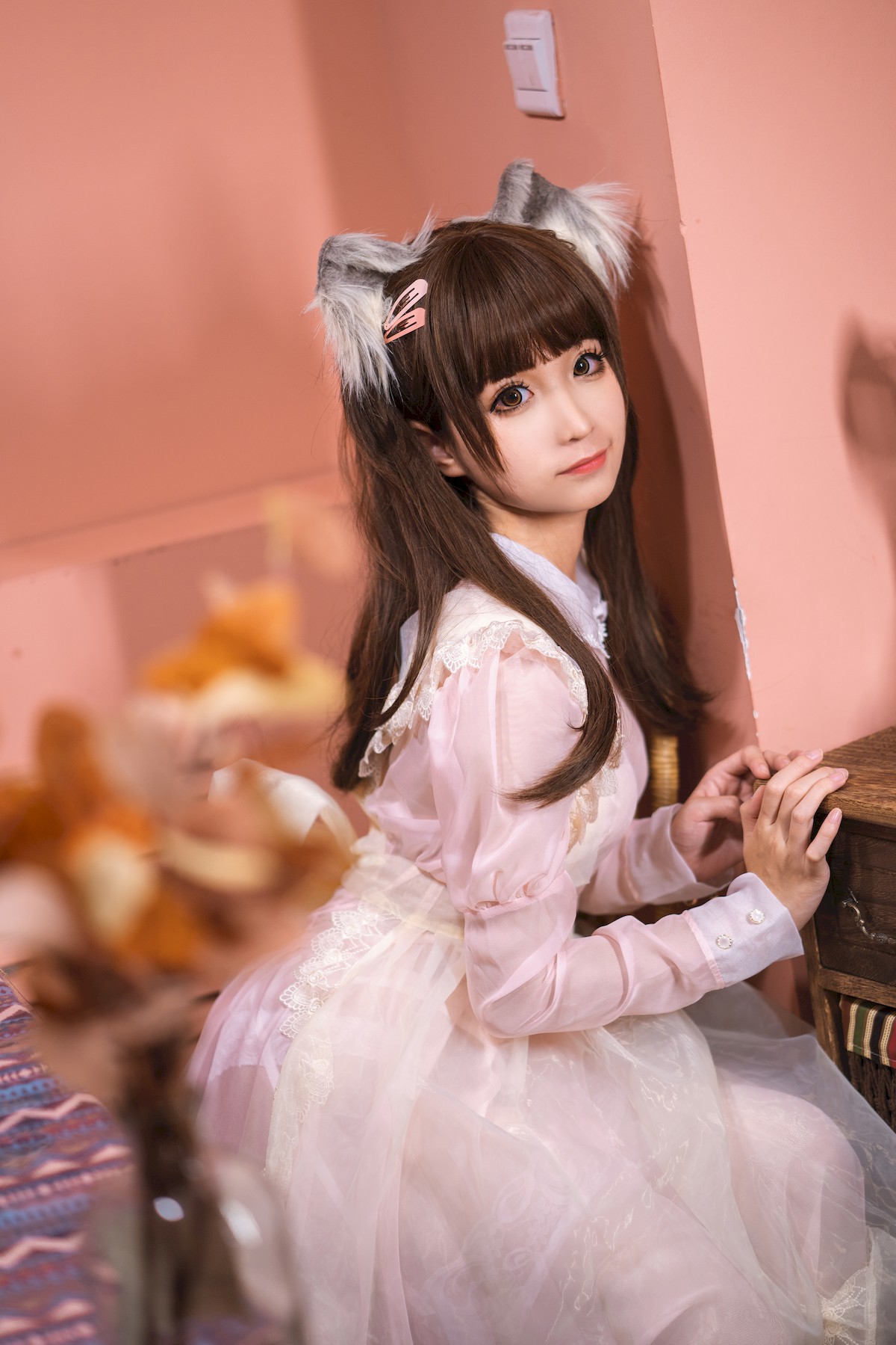 Cosplay 蠢沫沫 Chunmomo 粉透明女仆(25)