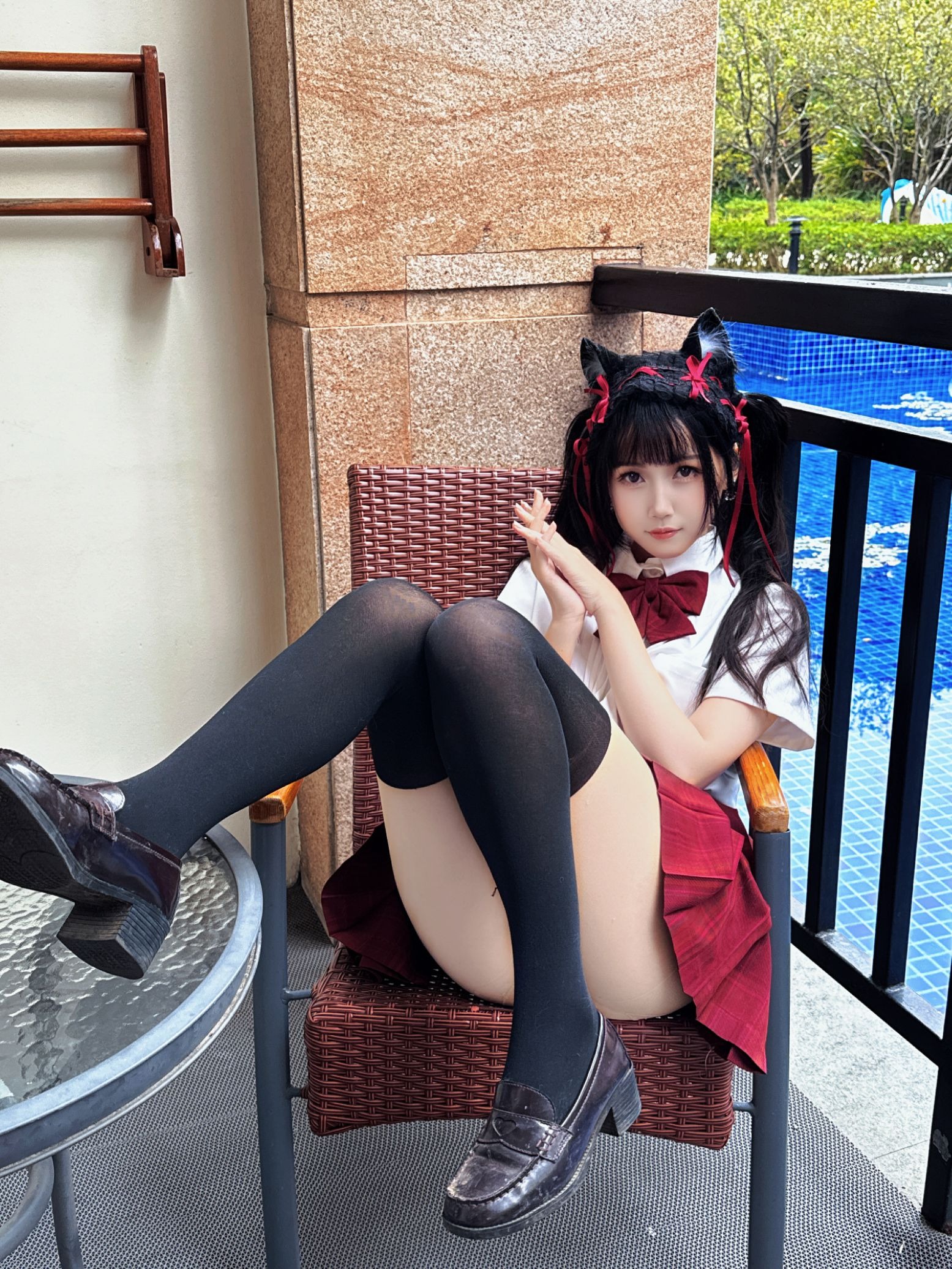 不呆猫 温泉双马尾JK(18)