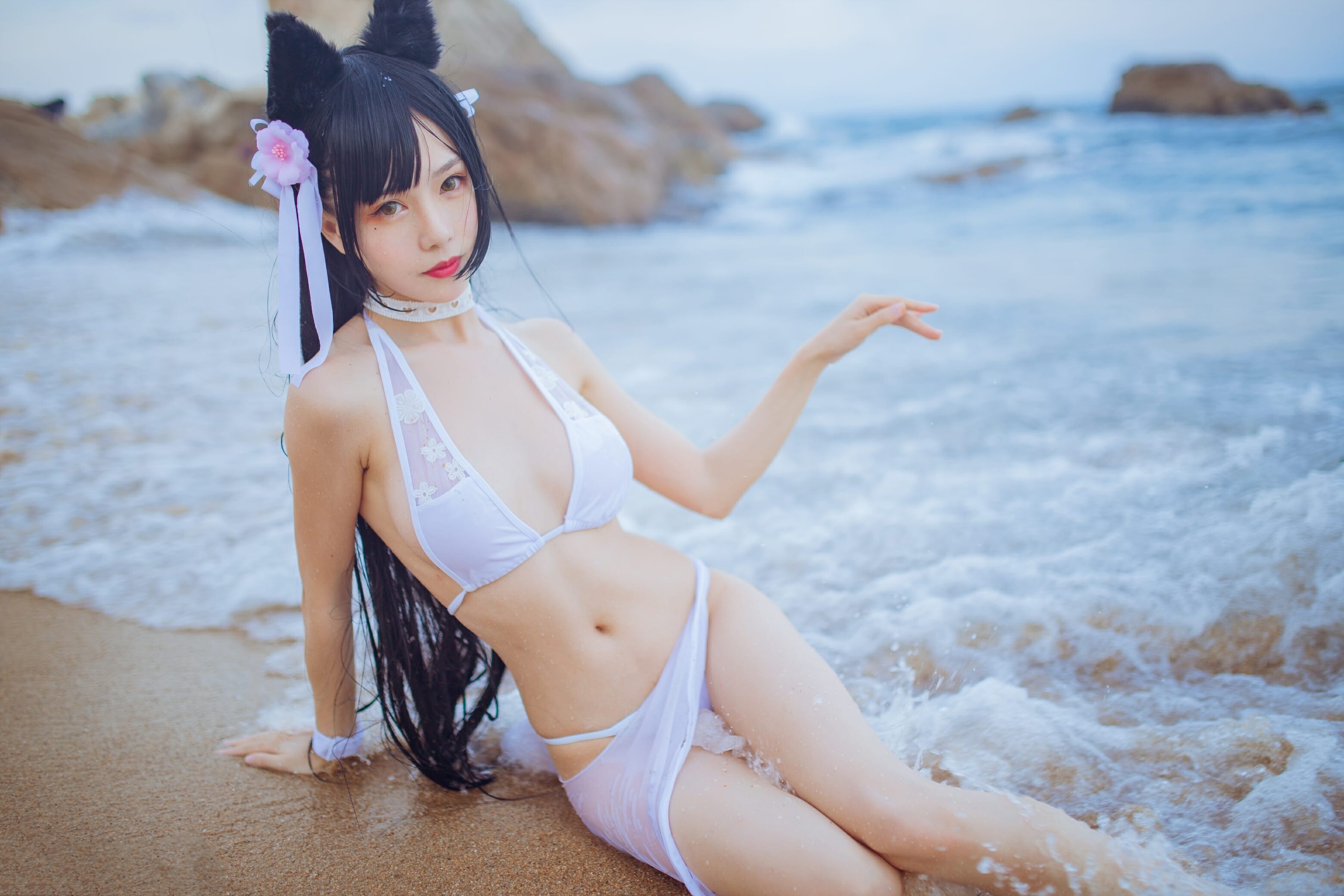 抖娘利世-碧蓝航线高雄 爱宕泳装[41P](31)