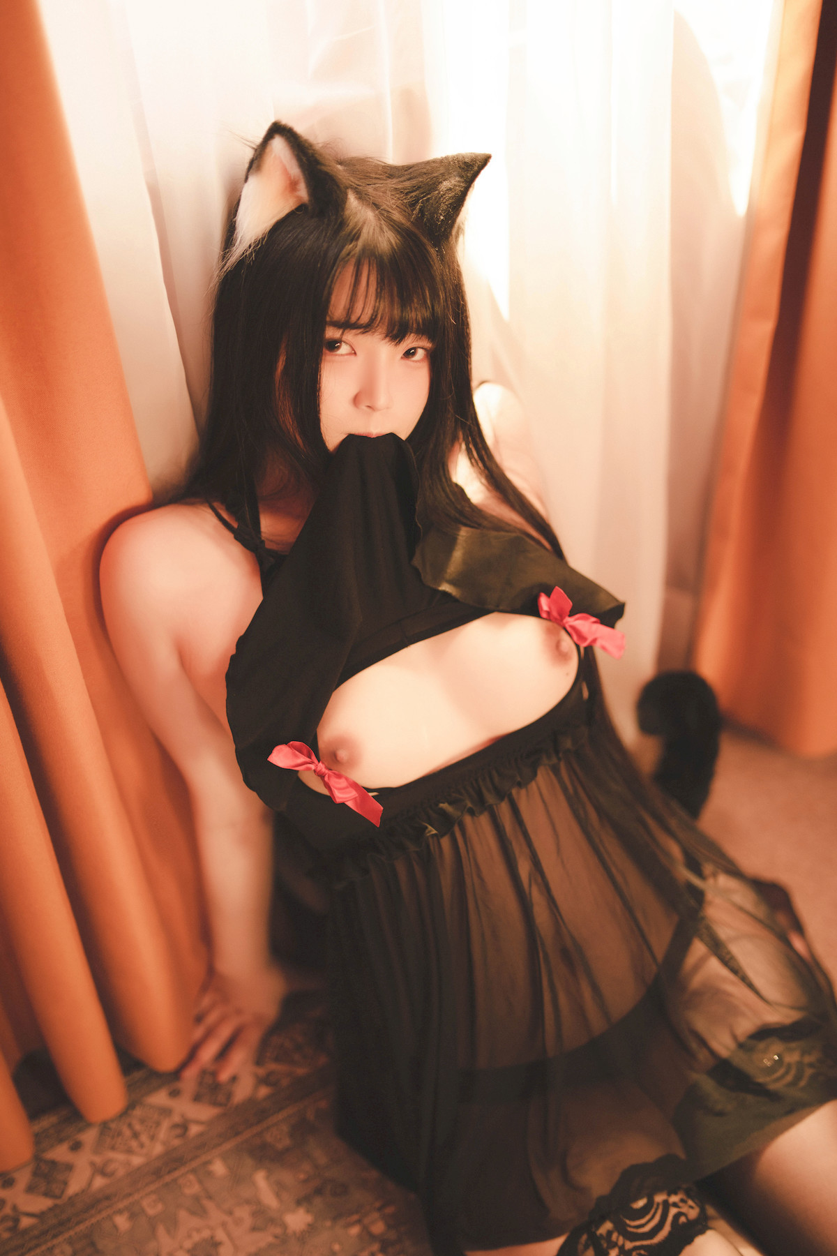 Cosplay 落落Raku 蕾絲黑兔(21)
