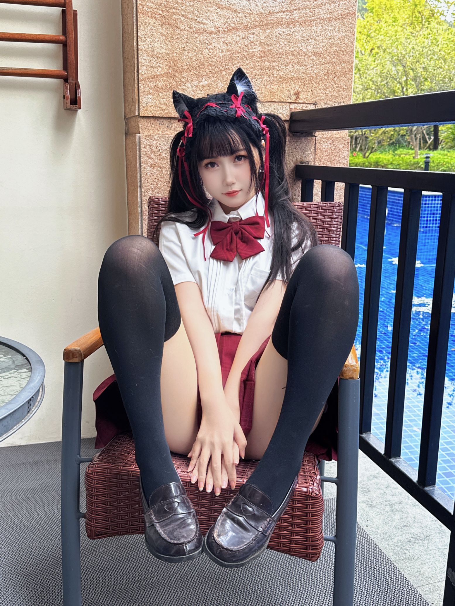 不呆猫 温泉双马尾JK(19)