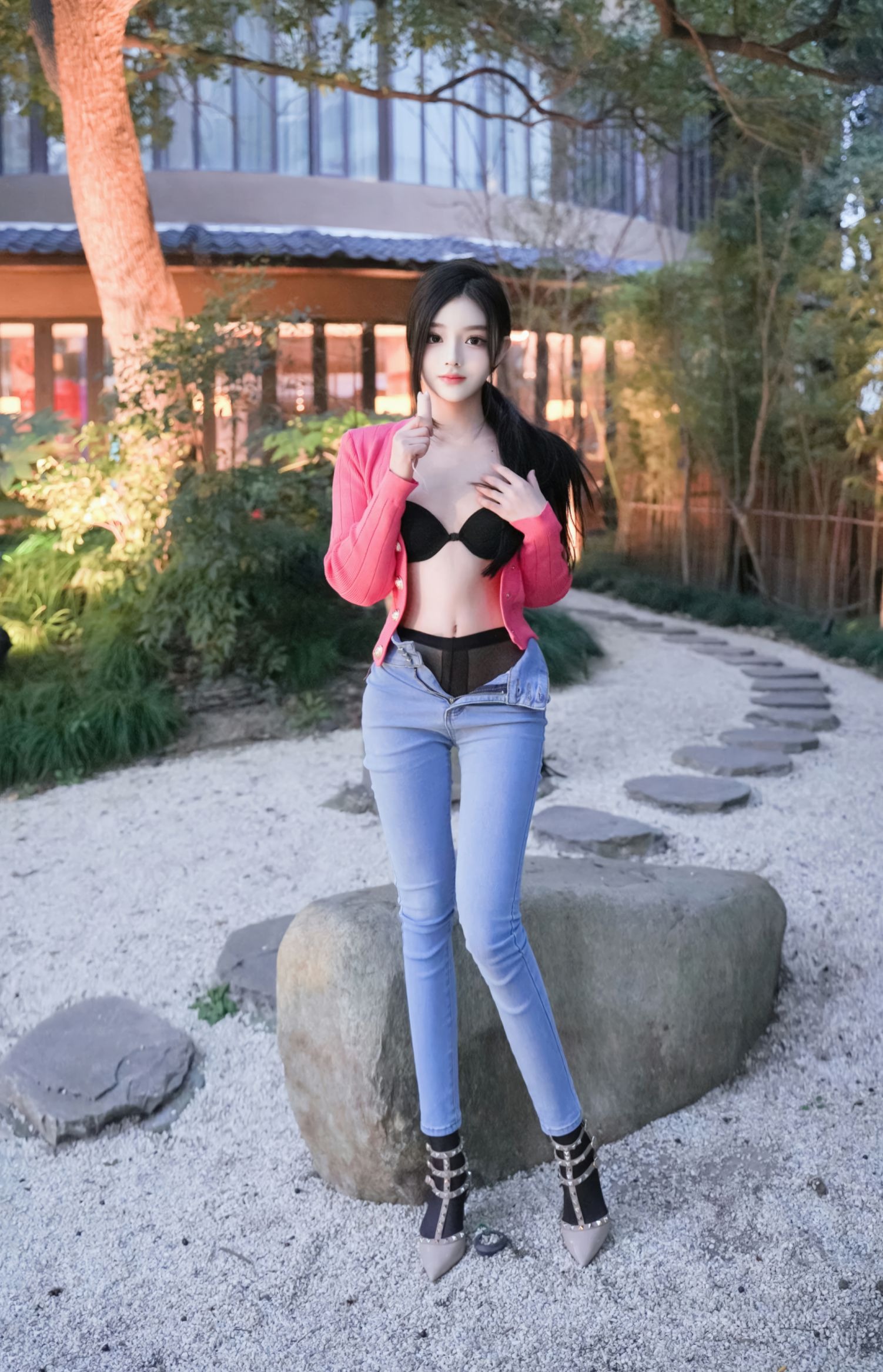 龙雪儿 – 红衣牛仔裤(8)
