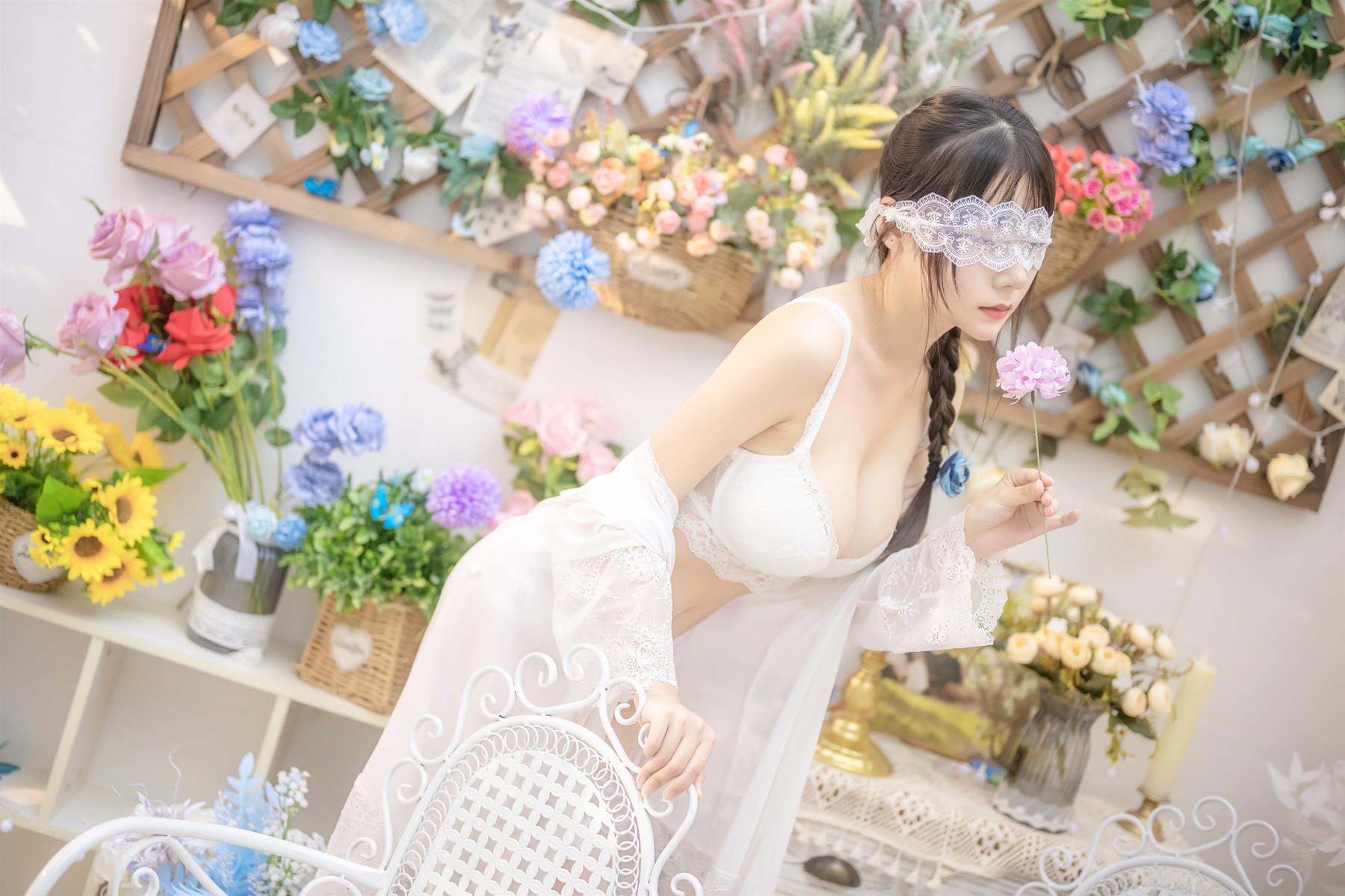 香草喵露露写真 Cosplay 白色玫瑰(7)