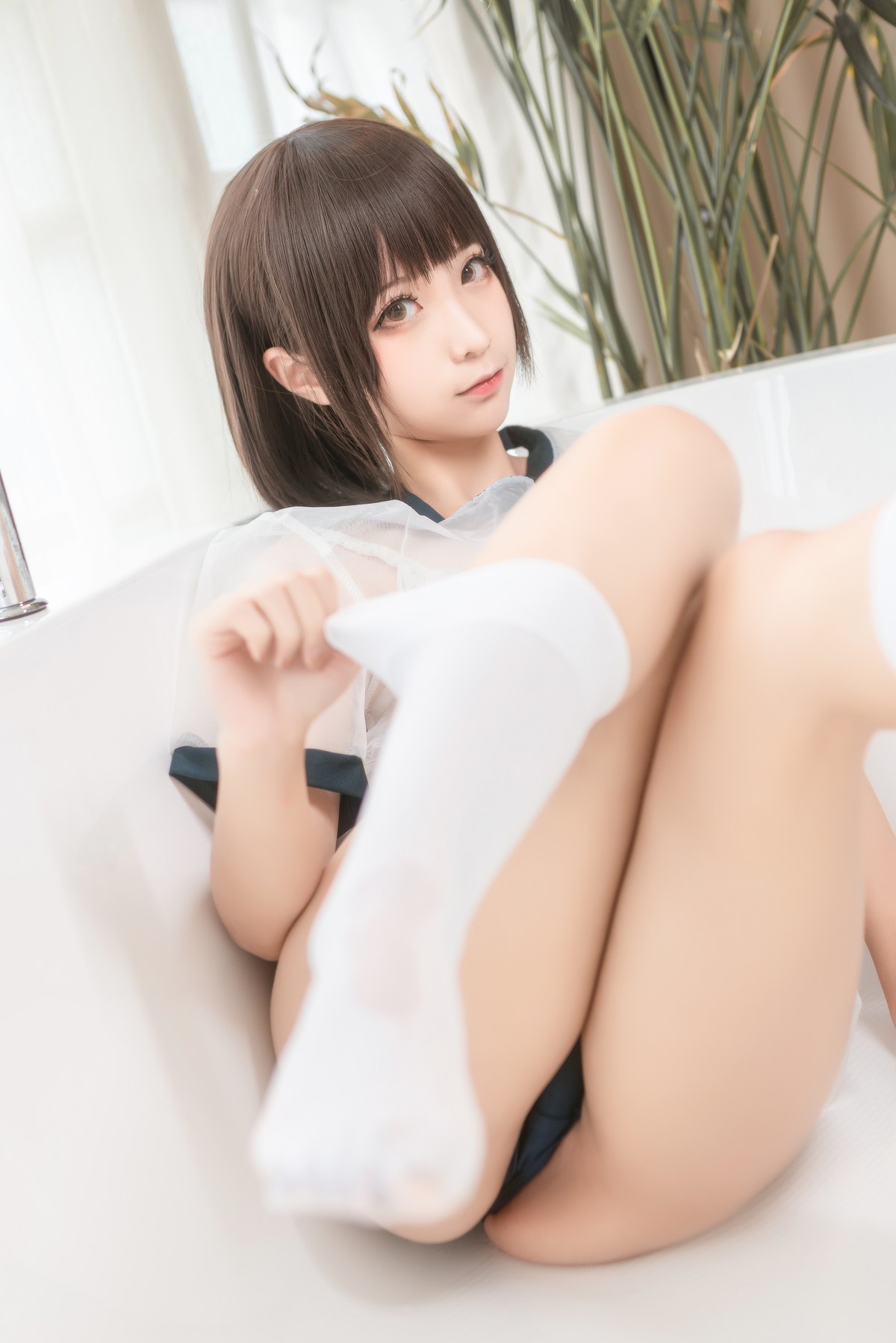 Cosplay 蠢沫沫 Chunmomo 透明体操服(18)