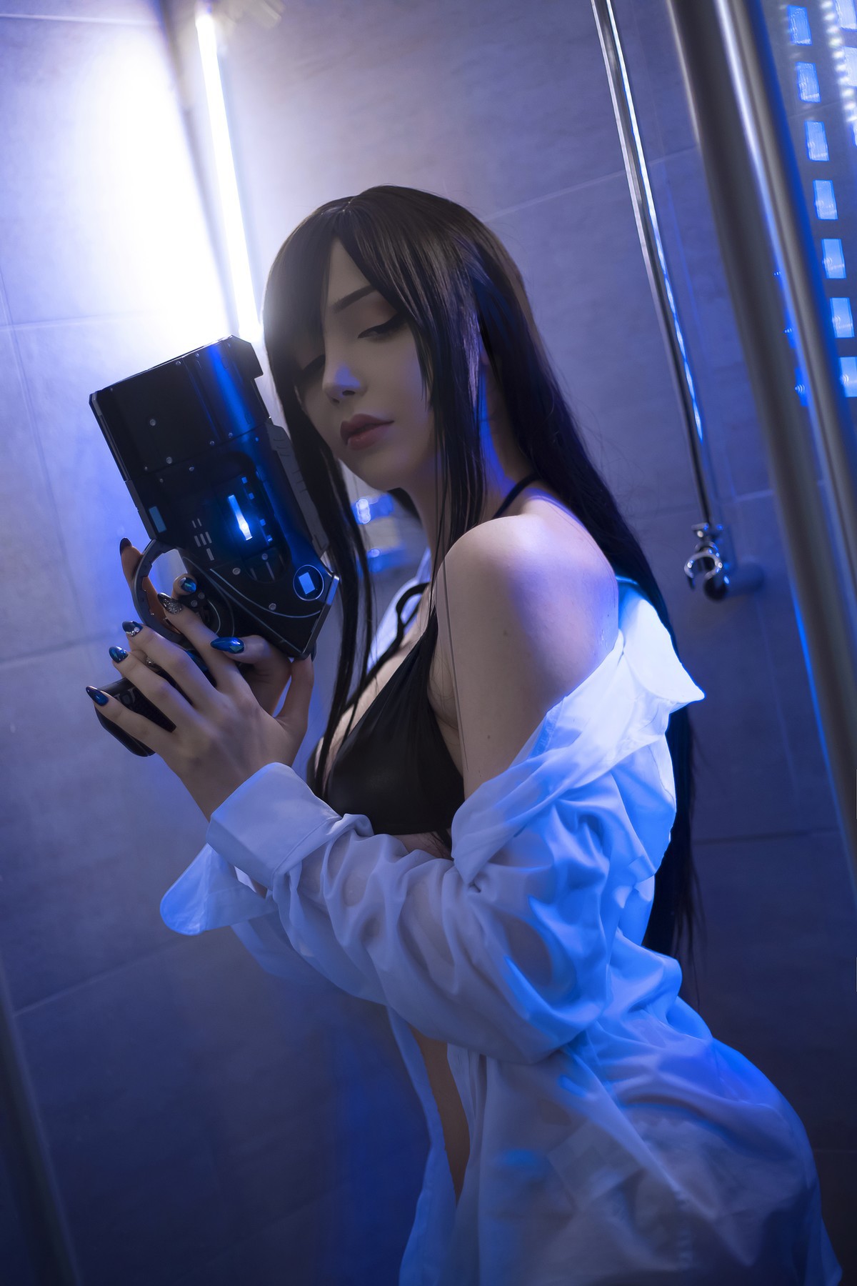 Cosplay Sayathefox 白毛狐狸 浴室诱惑(15)
