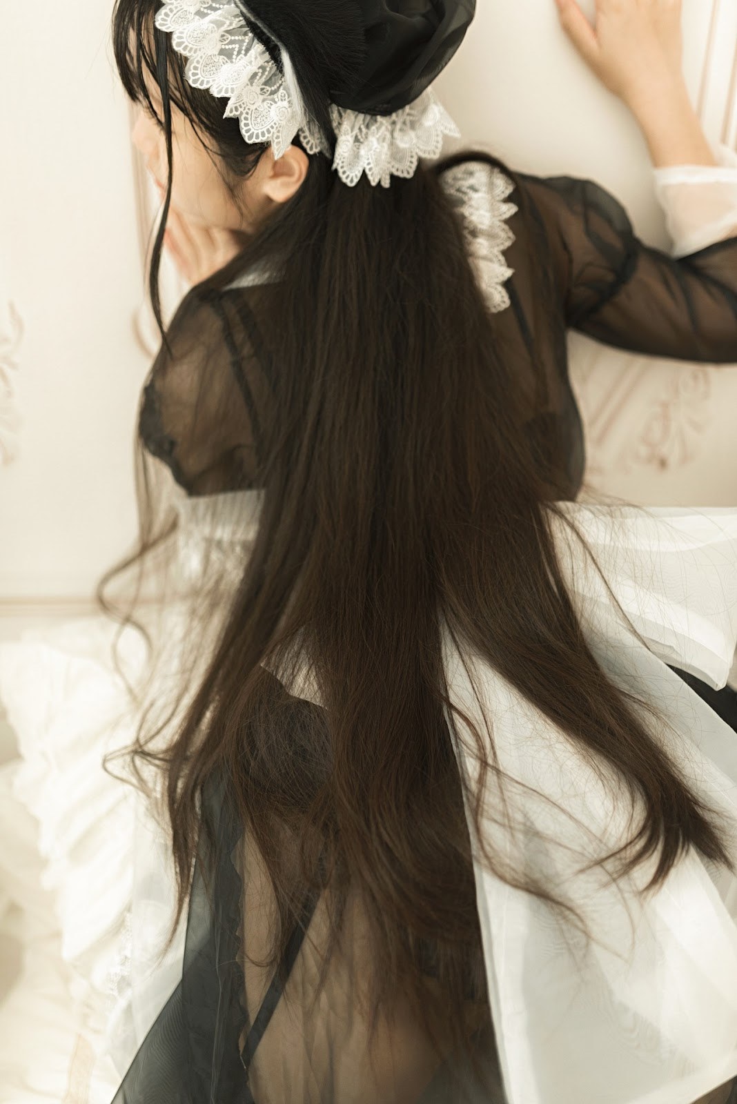 Cosplay 不呆猫 透明黑丝女仆(27)