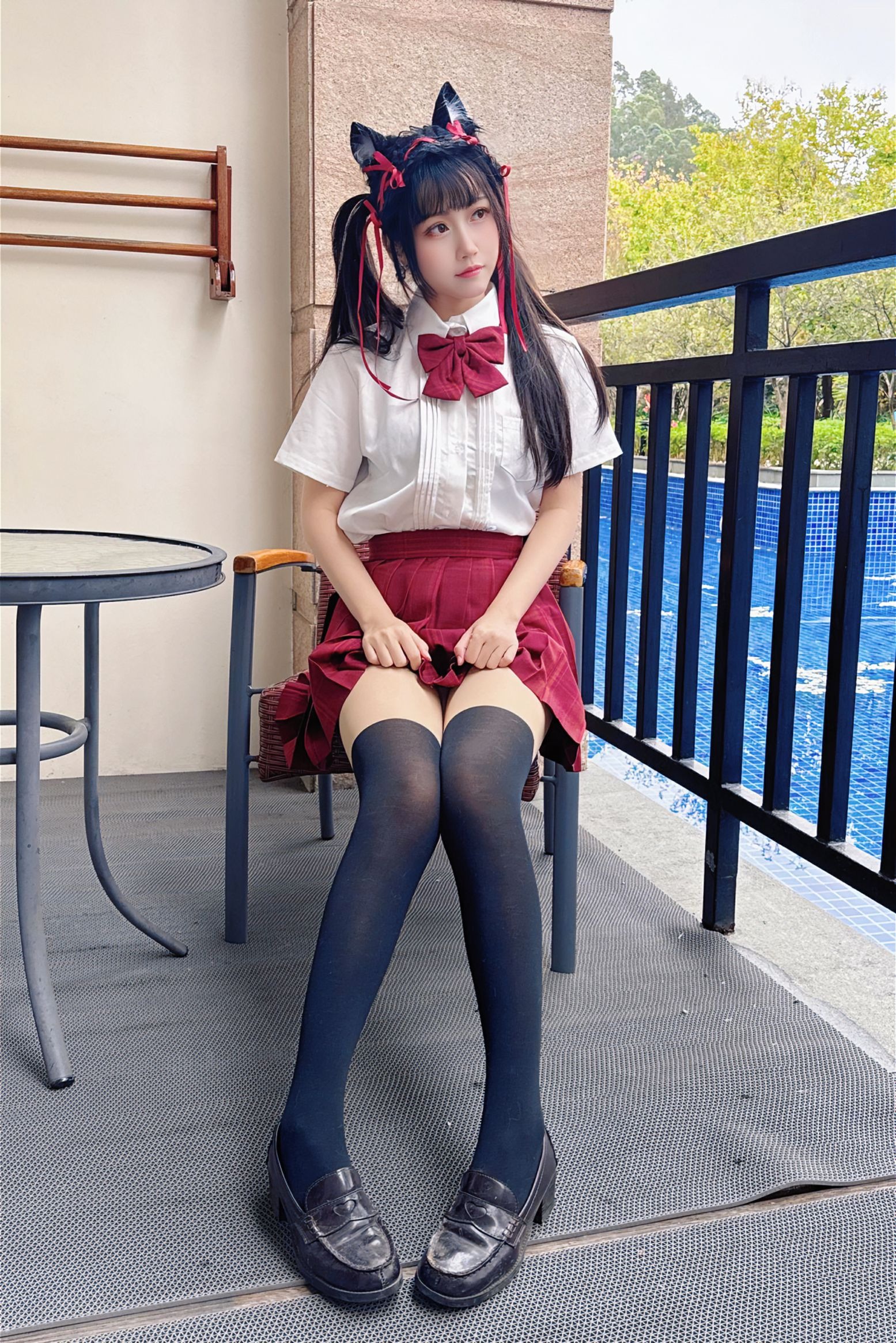 不呆猫 温泉双马尾JK(16)