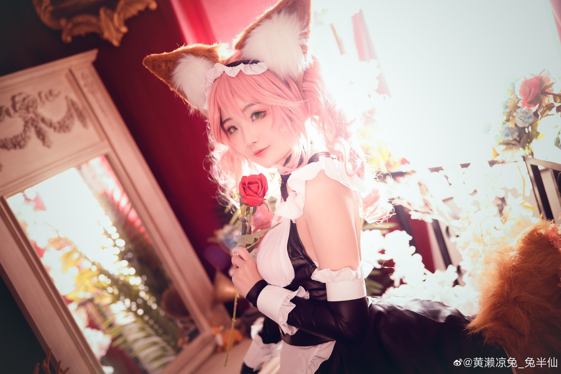 黄濑凉兔_兔半仙 Cosplay fate玉藻前女仆ver(14)