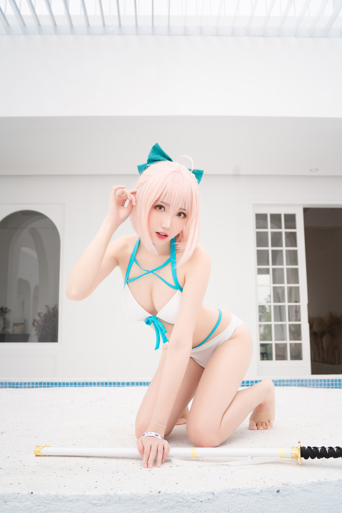 Cosplay 瓜希酱 总司水着满破(14)