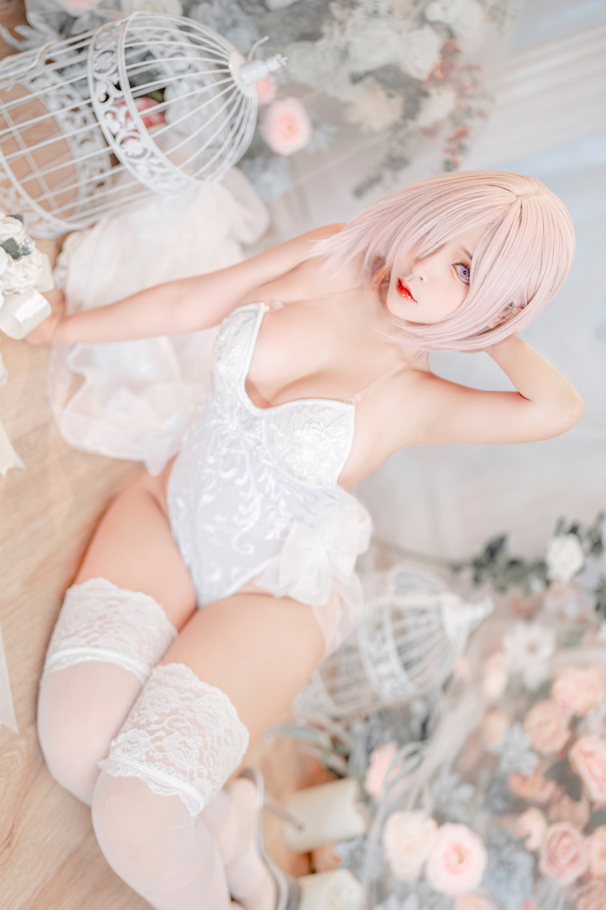 Cosplay SayoMomo小桃 Mashu White Lingerie Body Oi(2)