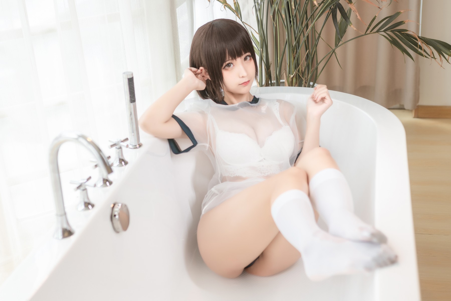 Cosplay 蠢沫沫 Chunmomo 透明体操服(24)