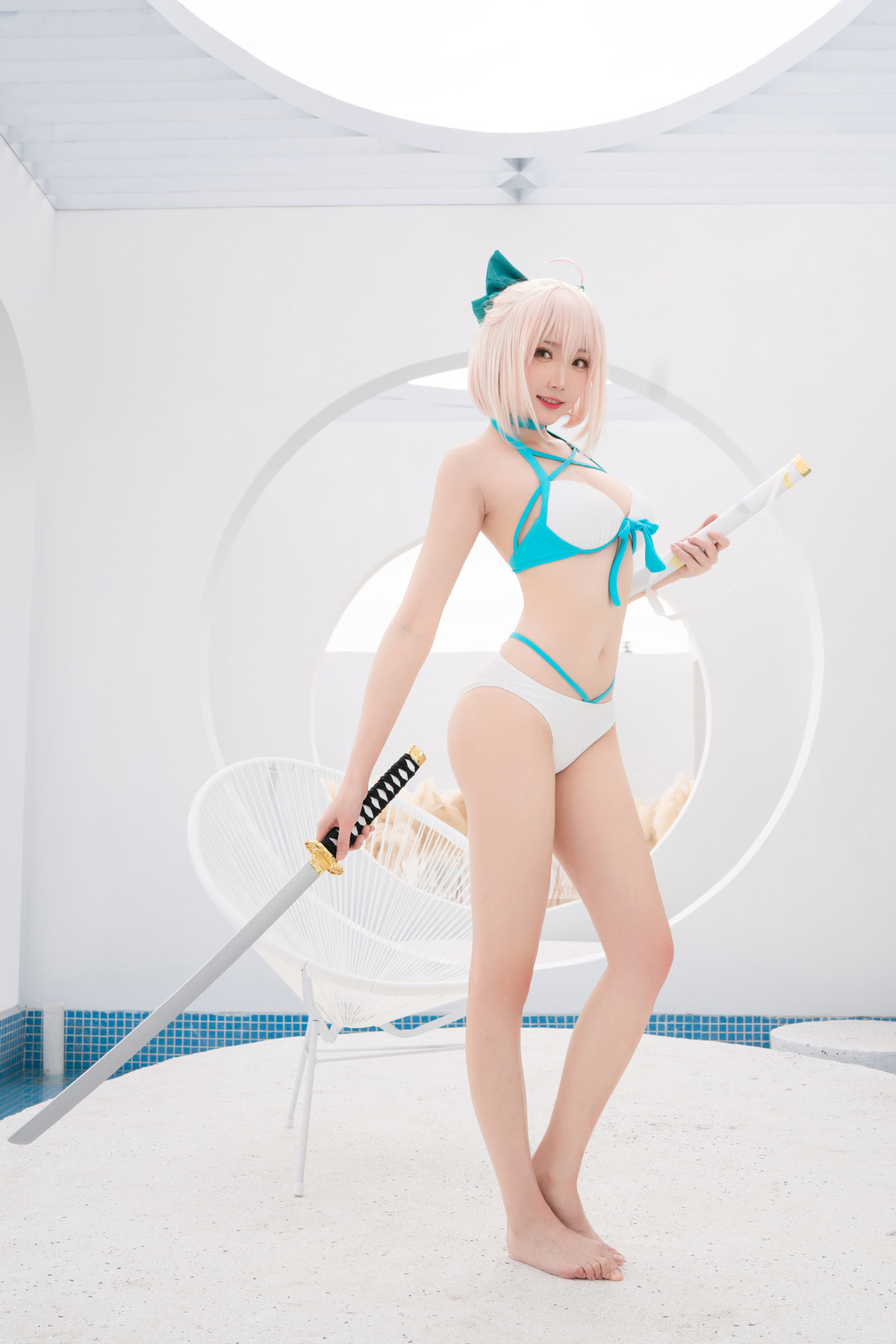 Cosplay 瓜希酱 总司水着满破(2)