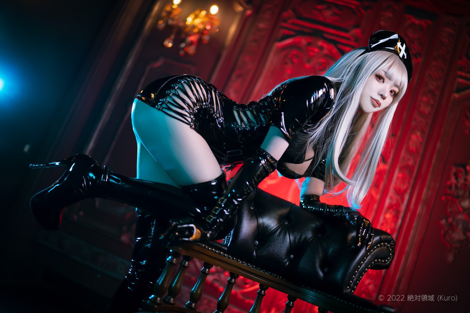 Cosplay ZettaiRyouiki Kuro くろ Black Enamel Nurse Set.02(35)