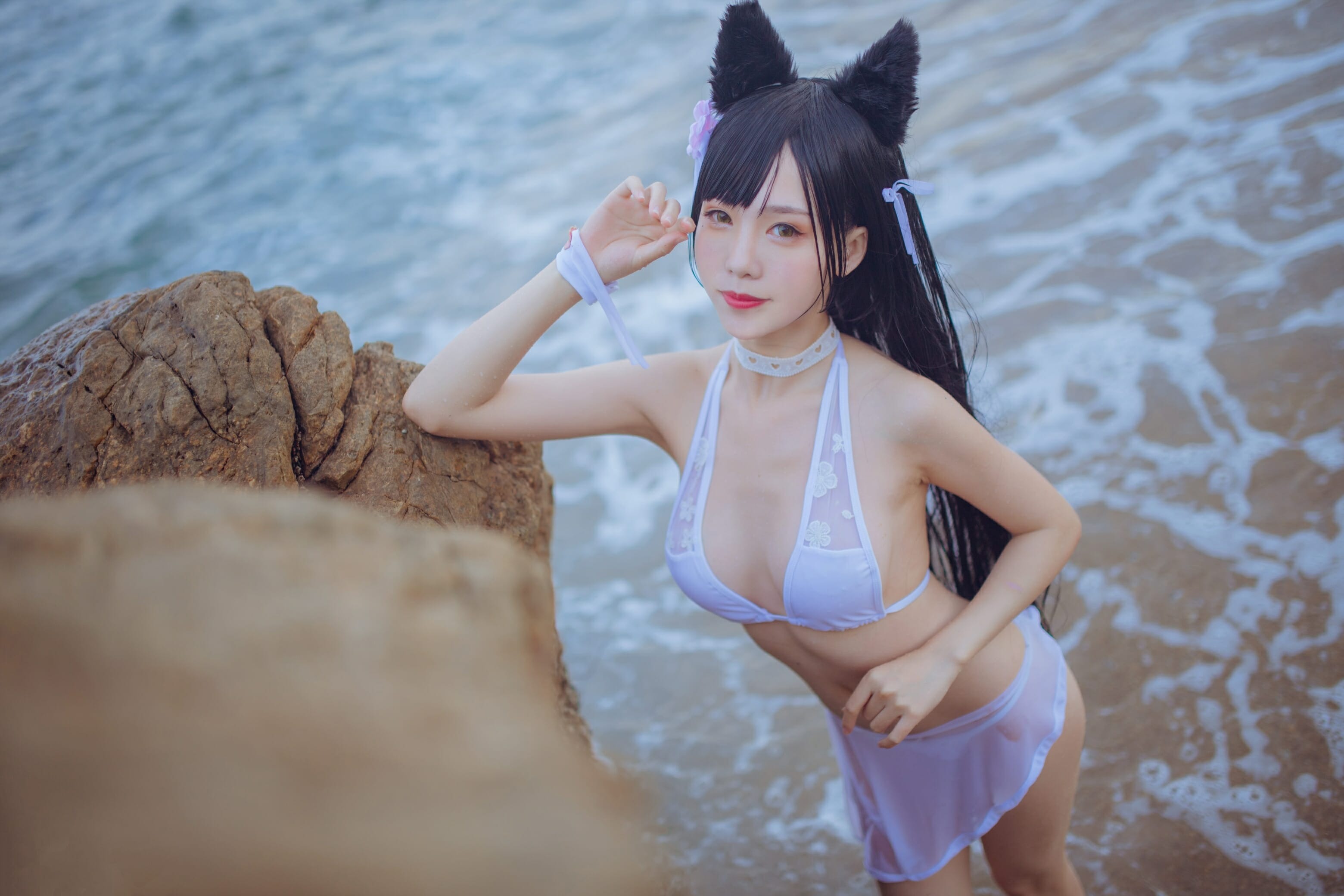 抖娘利世-碧蓝航线高雄 爱宕泳装[41P](41)