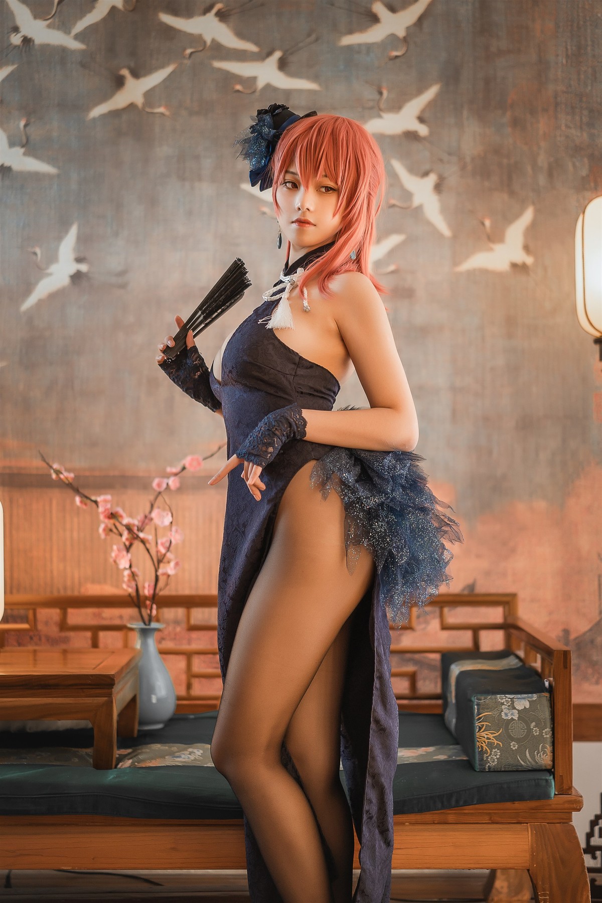 蜜汁猫裘 Cosplay 黑太子旗袍(11)