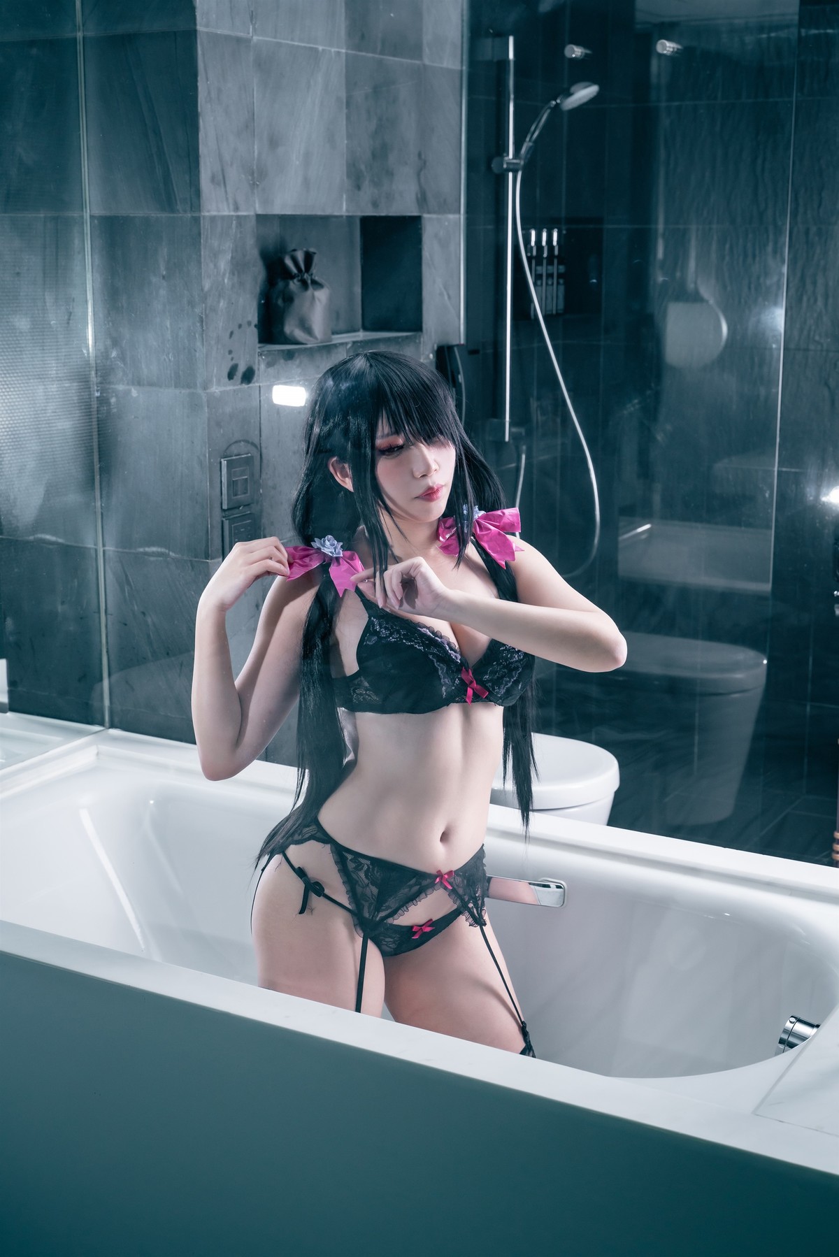 Cosplay 小琪Aki Kurumi Black Underwear(37)