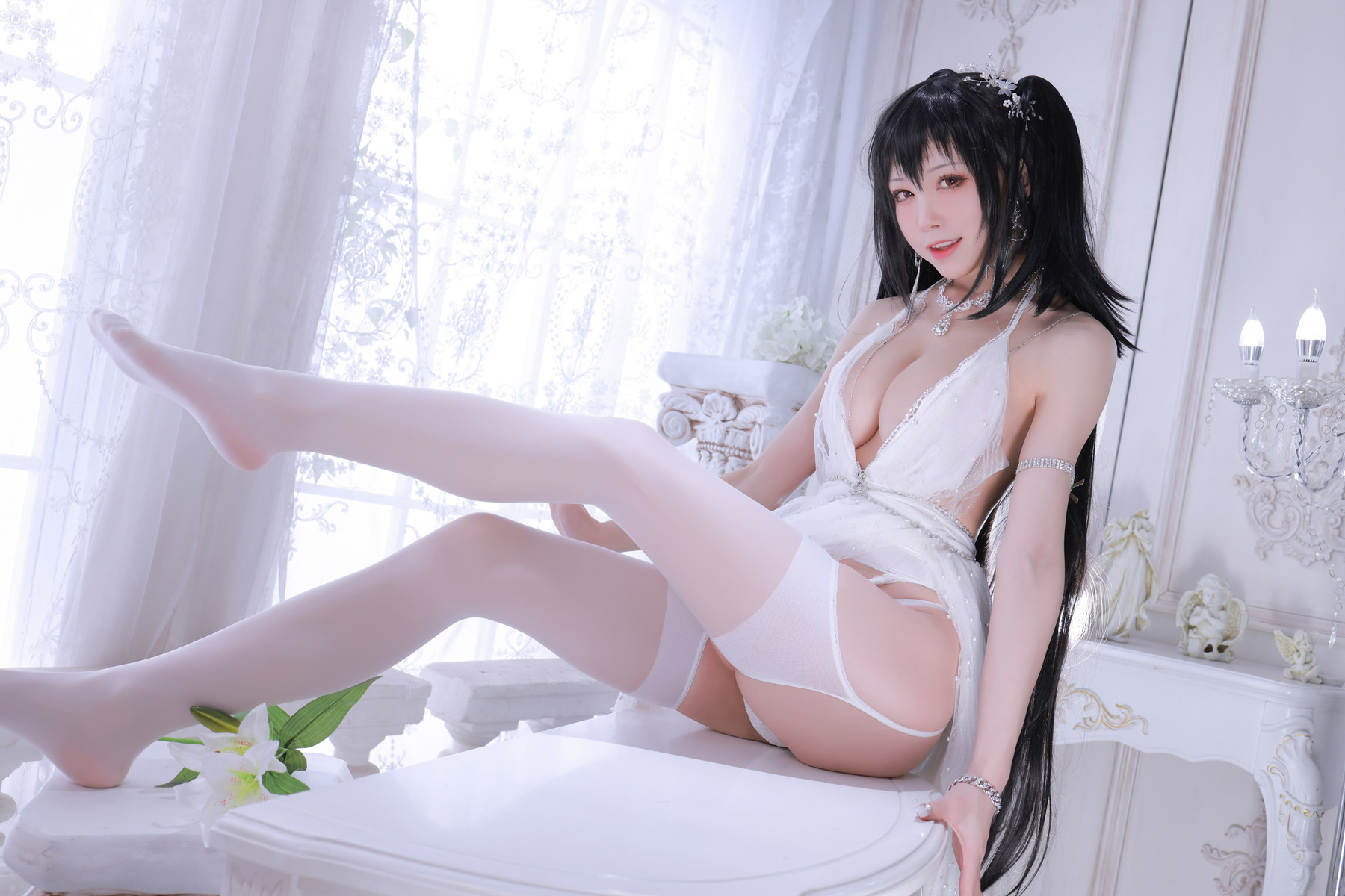 水淼aqua Cosplay 大凤婚纱(47)