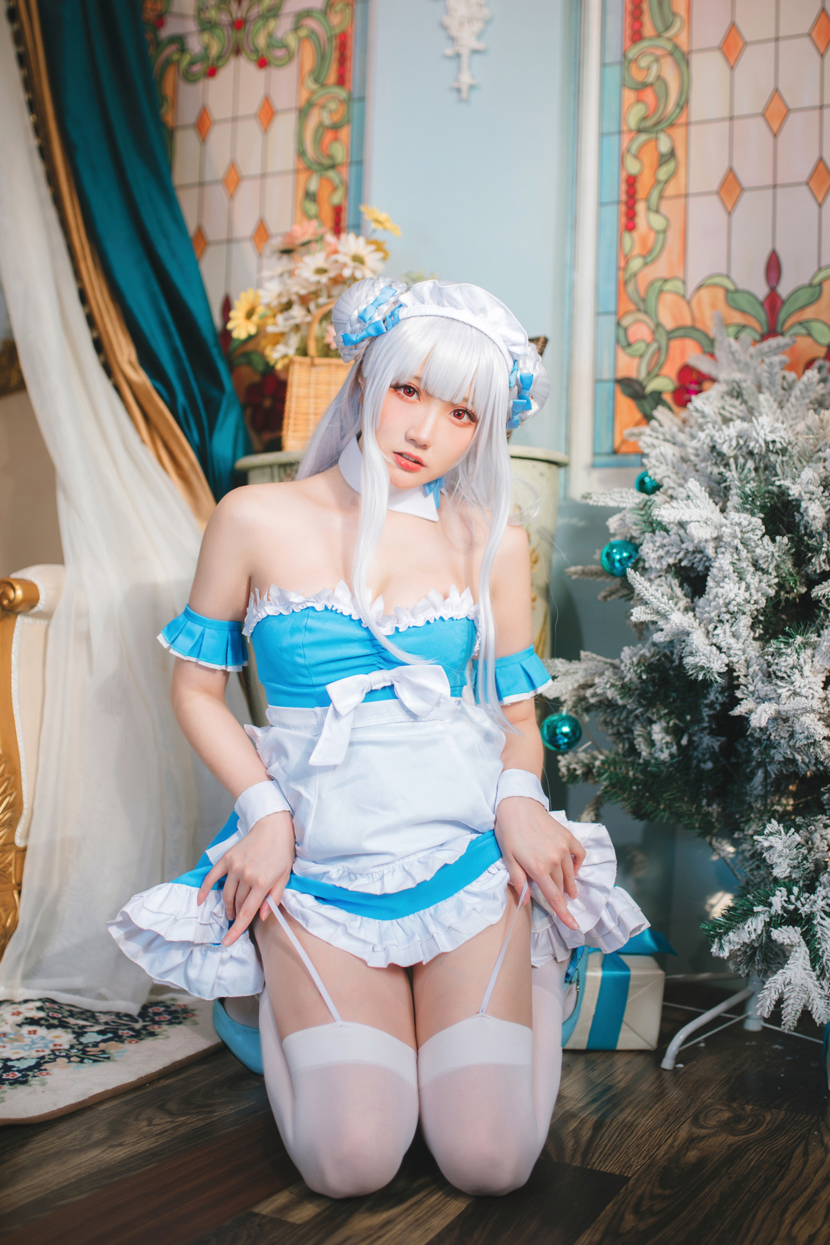 Cosplay 瓜希酱 碧蓝航线 小天鹅女仆(13)