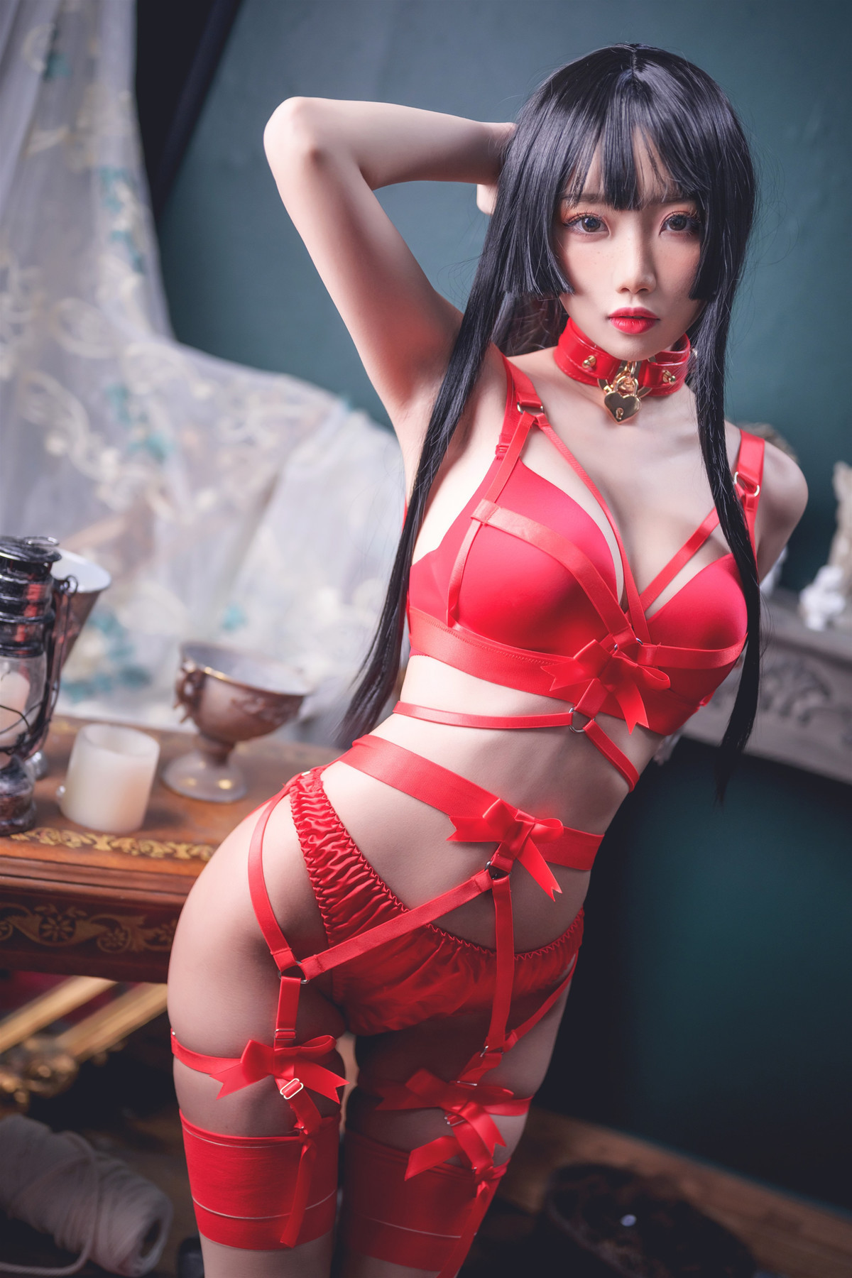 鬼畜瑶在不在 Cosplay 红色束缚(34)