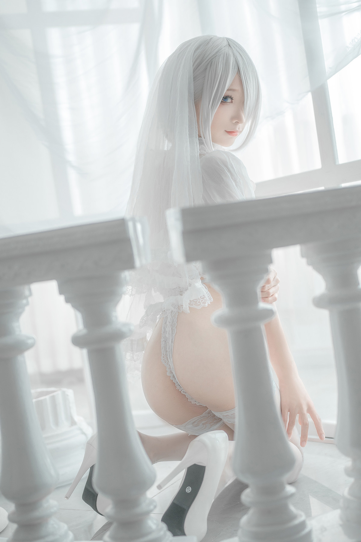 蠢沫沫 Cosplay 2B 白婚纱(35)