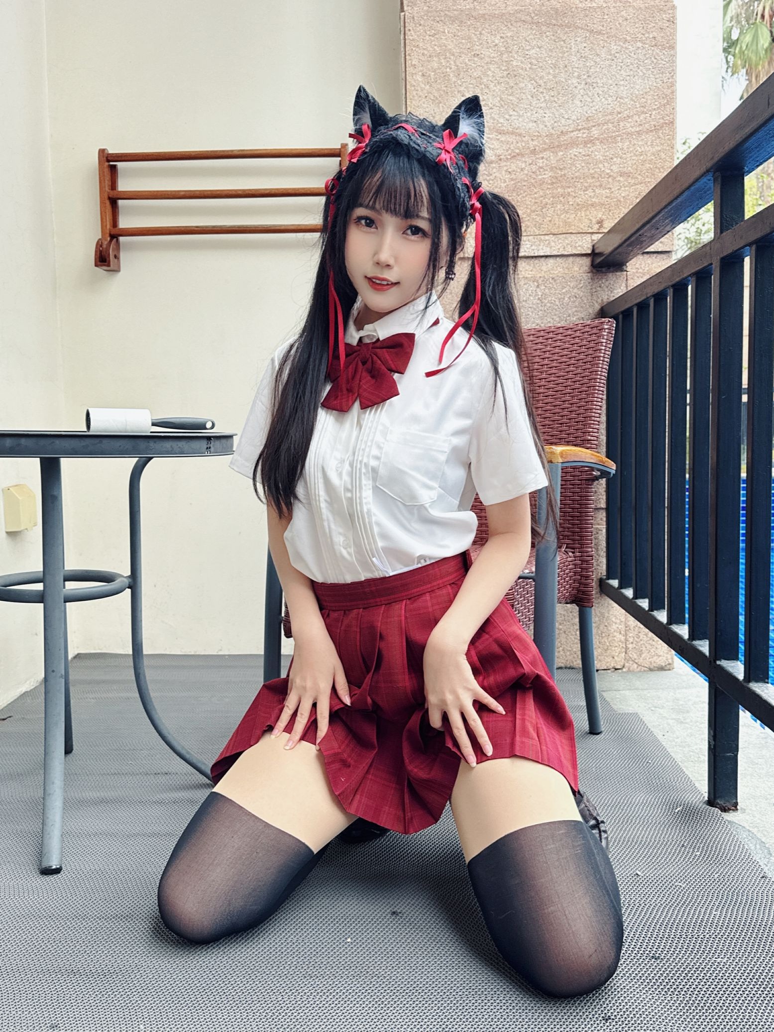 不呆猫 温泉双马尾JK(12)
