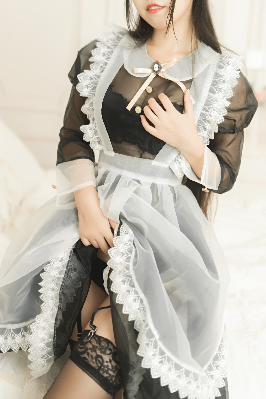 Cosplay 不呆猫 透明黑丝女仆(8)