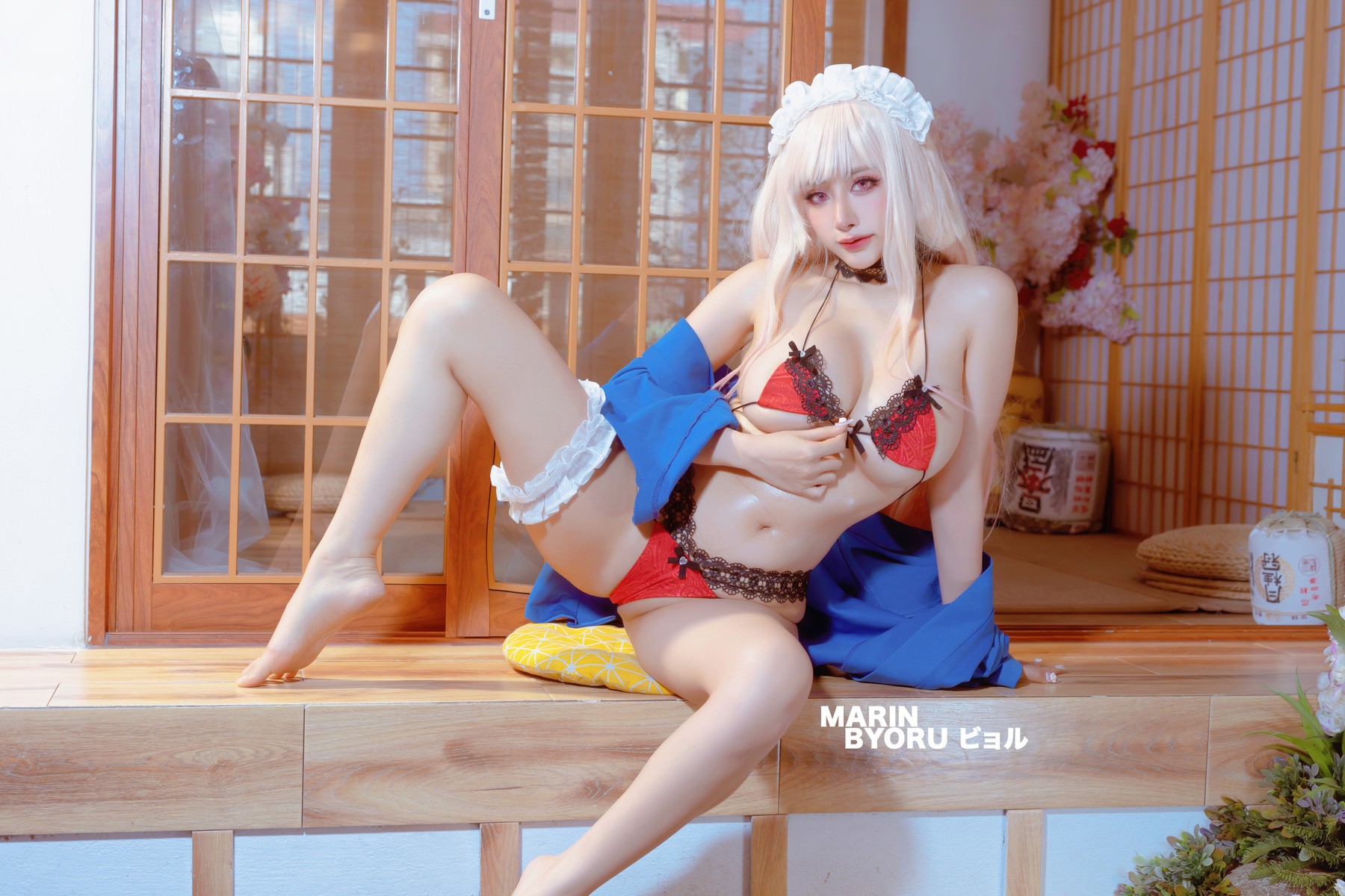 Cosplay 日本性感萝莉Byoru Marin Red Lingerie(19)