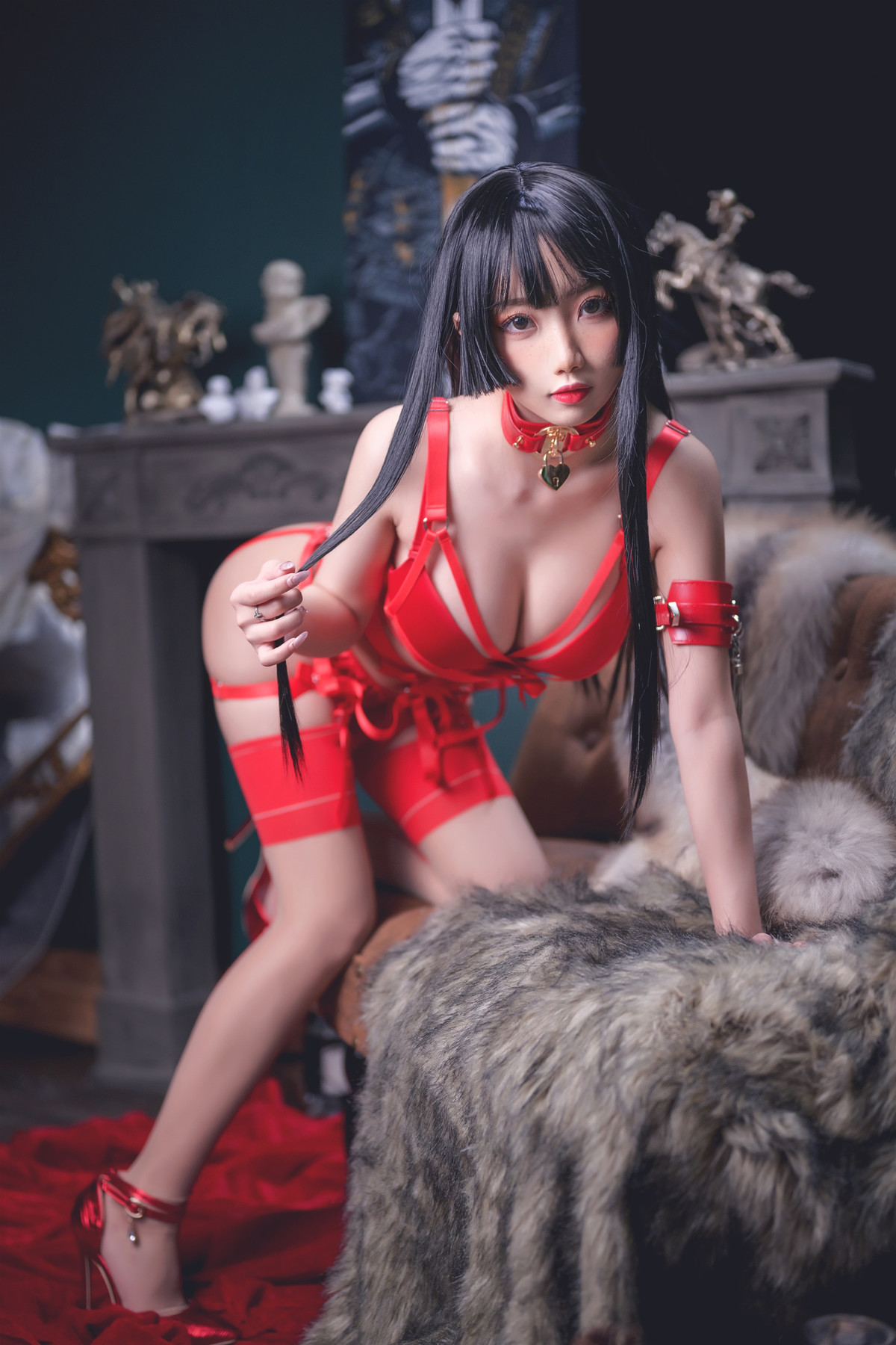鬼畜瑶在不在 Cosplay 红色束缚(31)